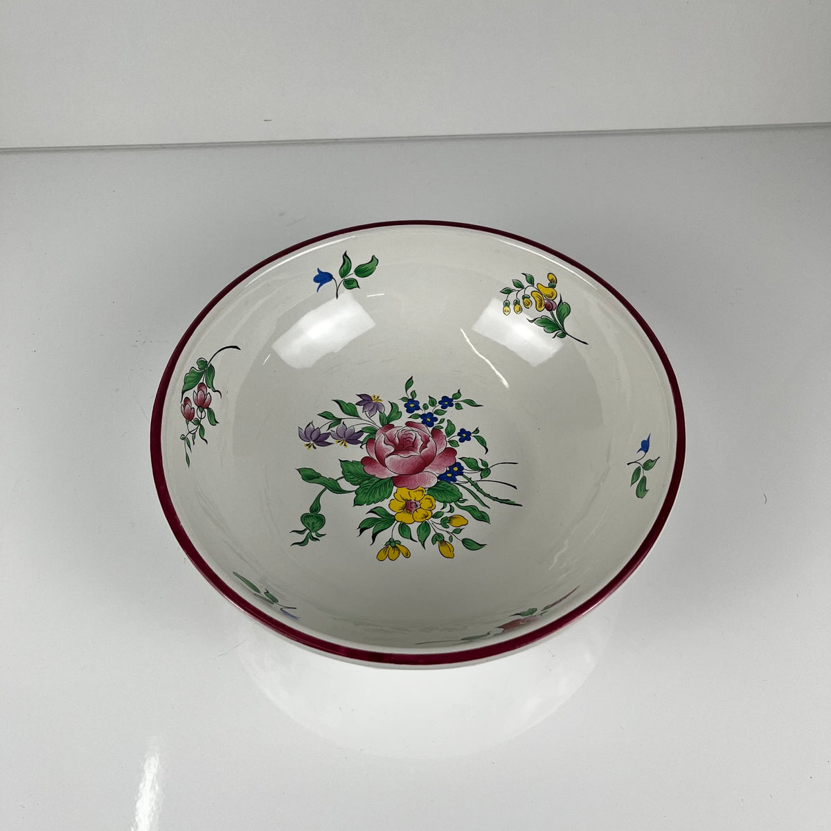 Small salad bowl, Réverbère model by KG Lunéville, rose pattern