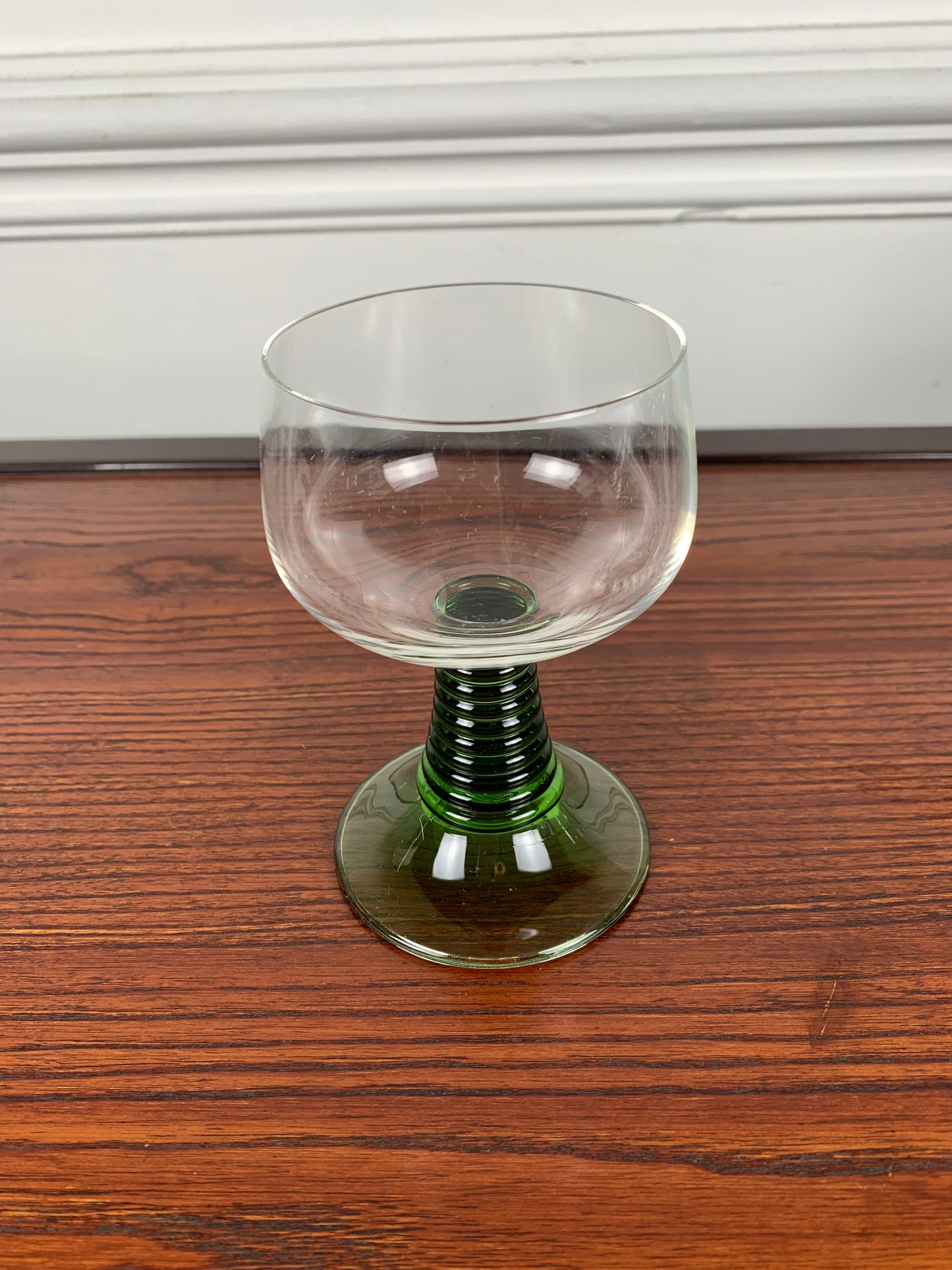 Set of 6 vintage green stemmed glasses