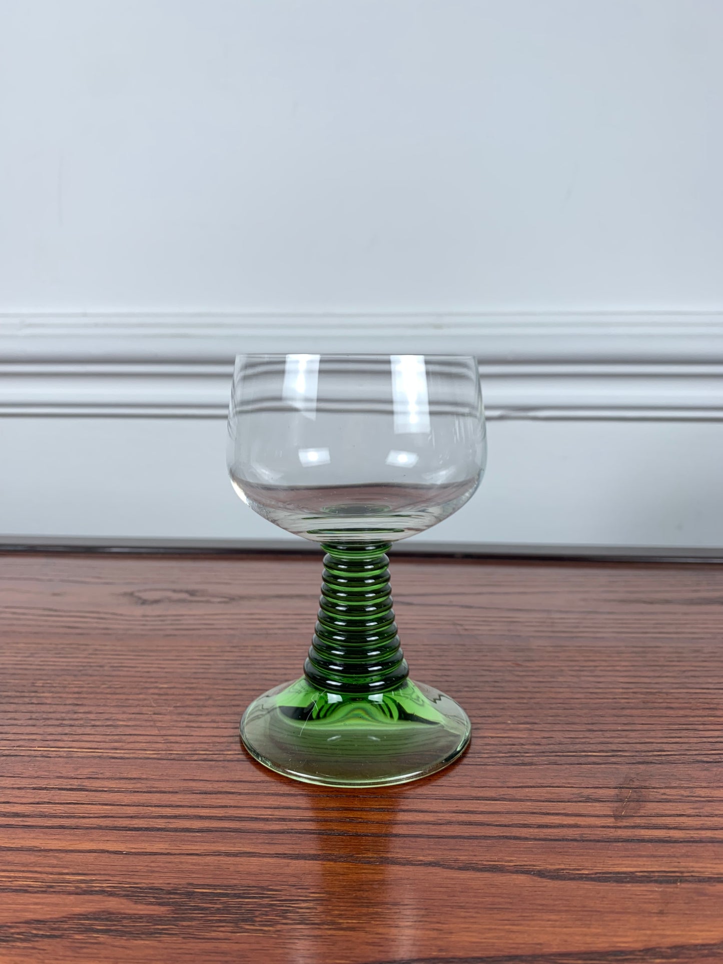 Set of 6 vintage green stemmed glasses