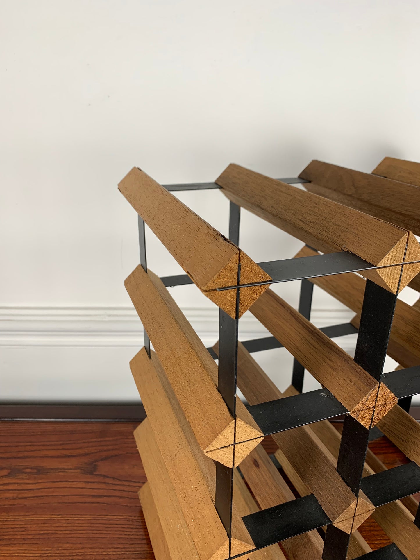 Wooden and metal bottle holder