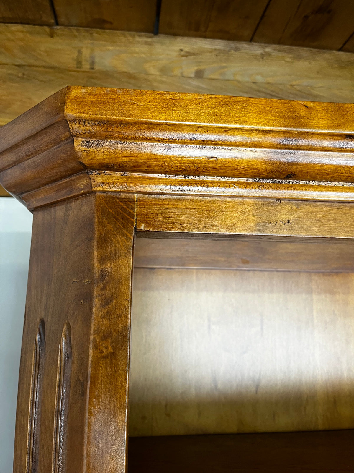 Open cherrywood bookcase, French classical style, Louis-Philippe influence, 1950.