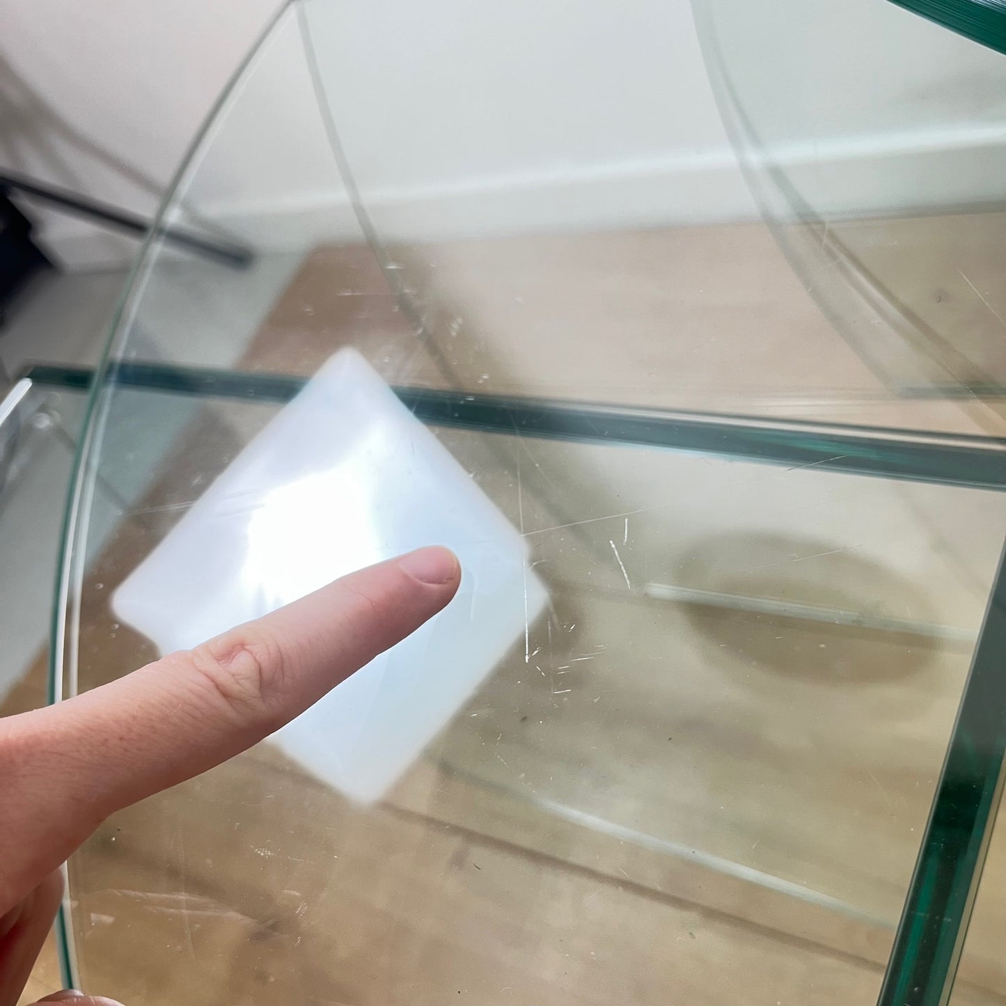 CAMIF set of three nesting tables in translucent glass, 1980