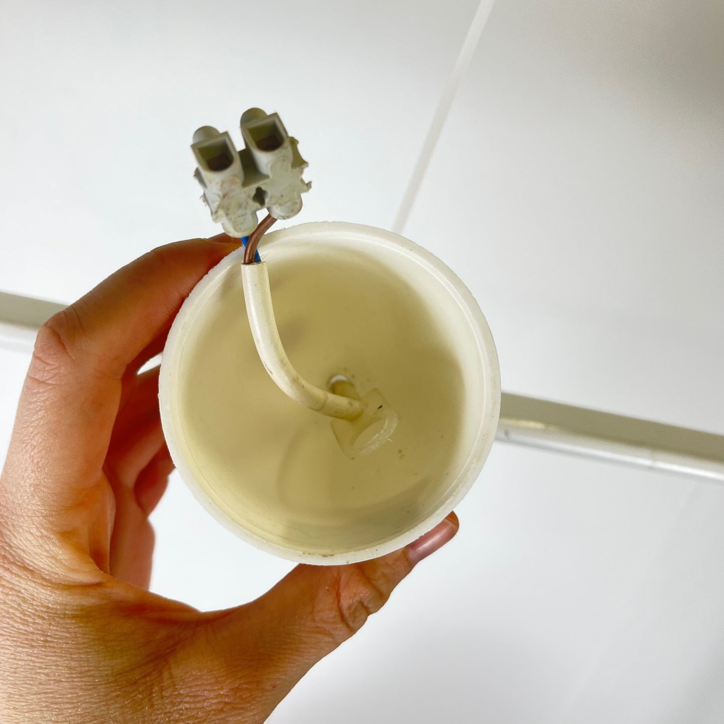 Suspension vintage en verre, bande rouge , 1960/70 MCM