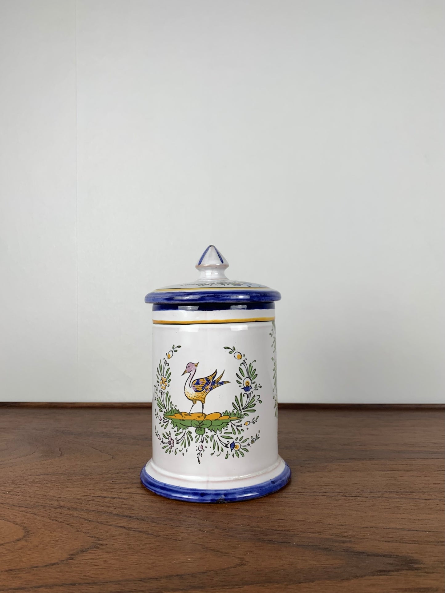 Renoleau earthenware pot, early 20th century, bird decoration
