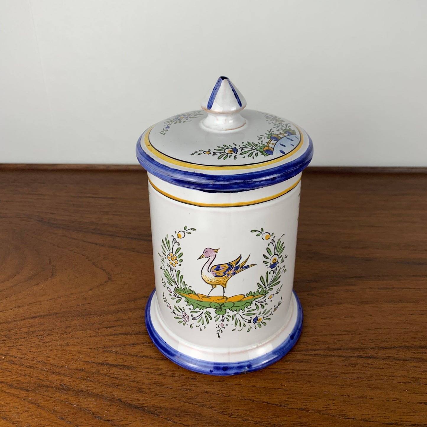 Renoleau earthenware pot, early 20th century, bird decoration