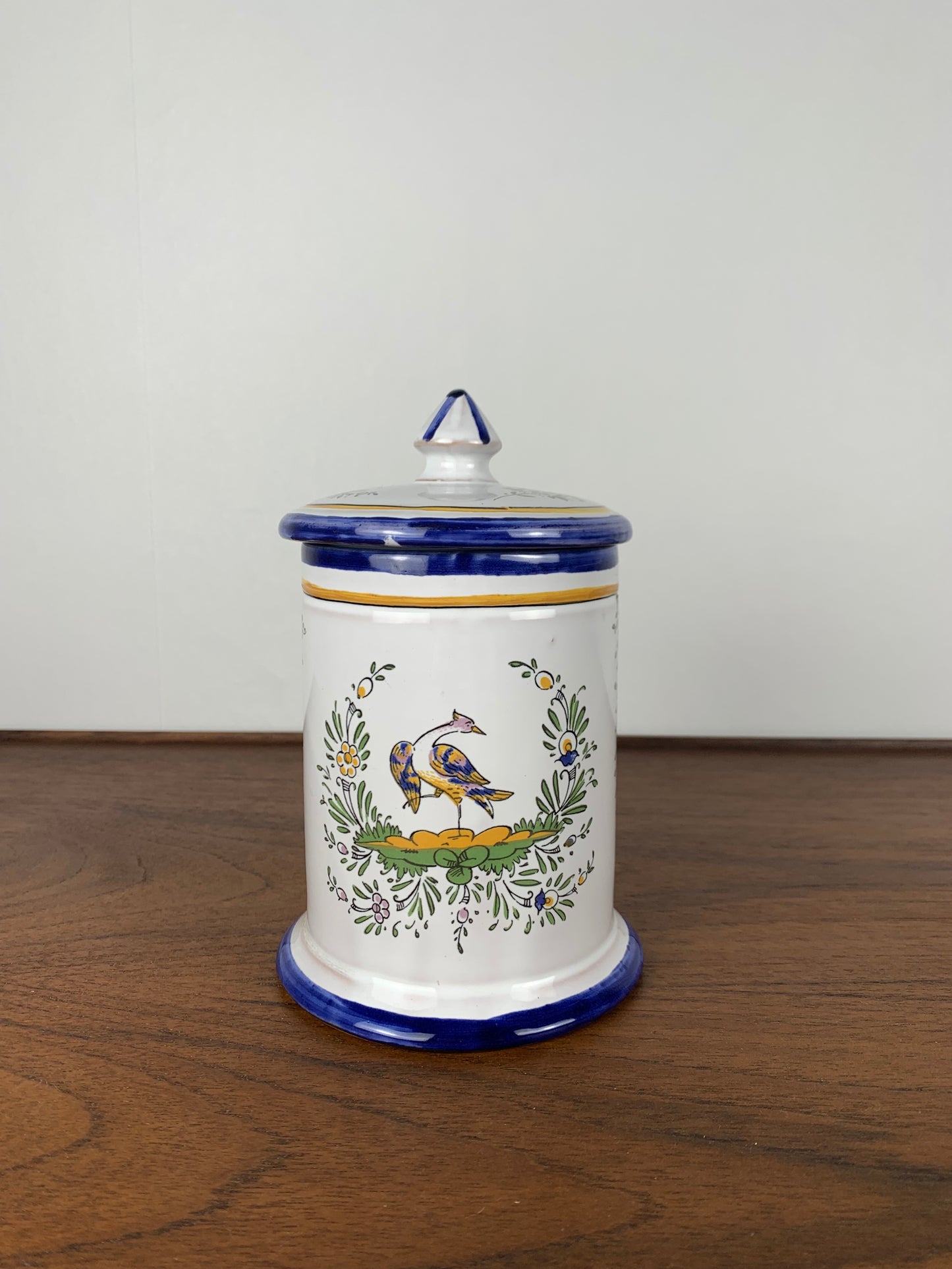 Renoleau earthenware pot, early 20th century, bird decoration