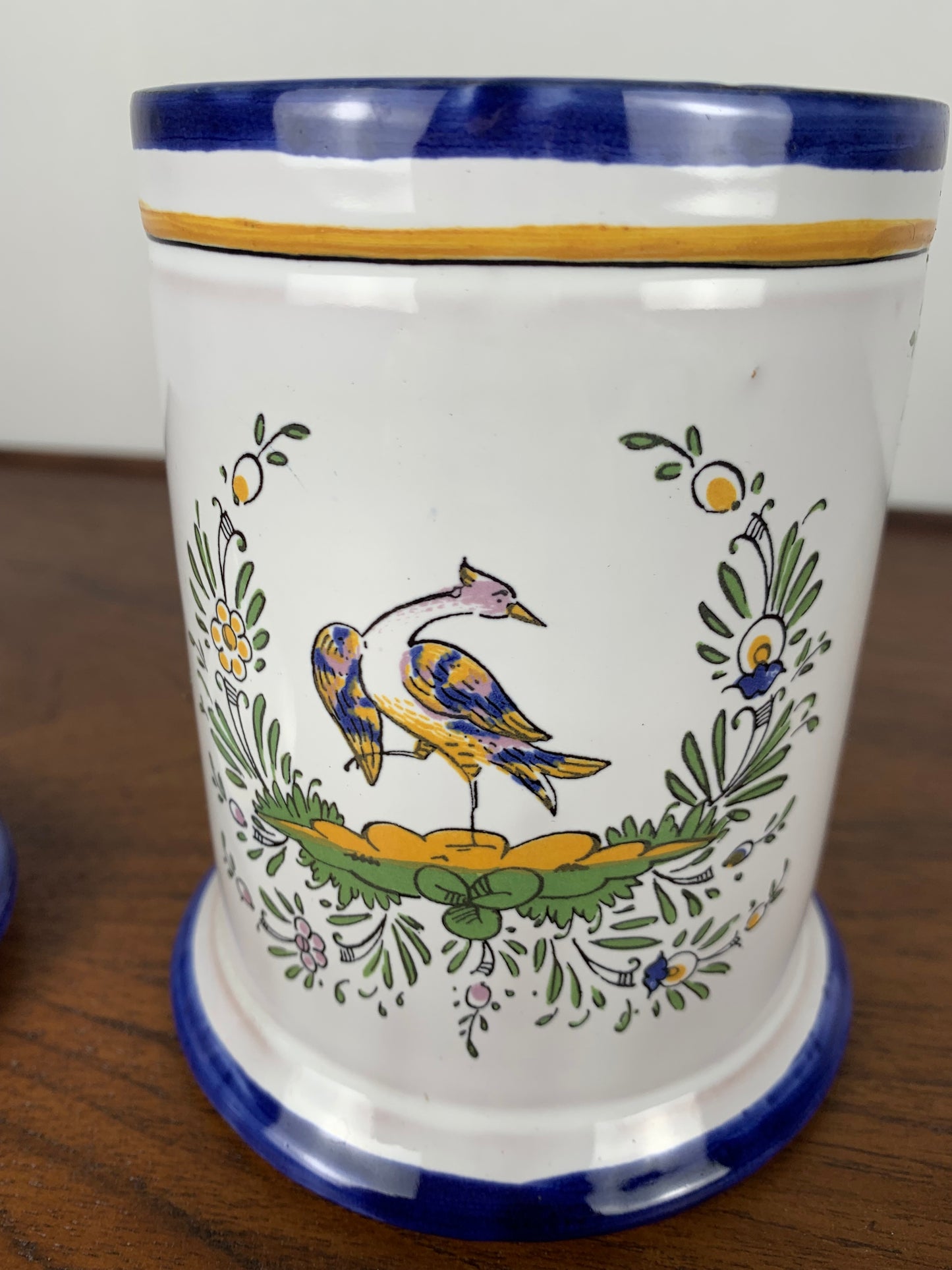 Renoleau earthenware pot, early 20th century, bird decoration
