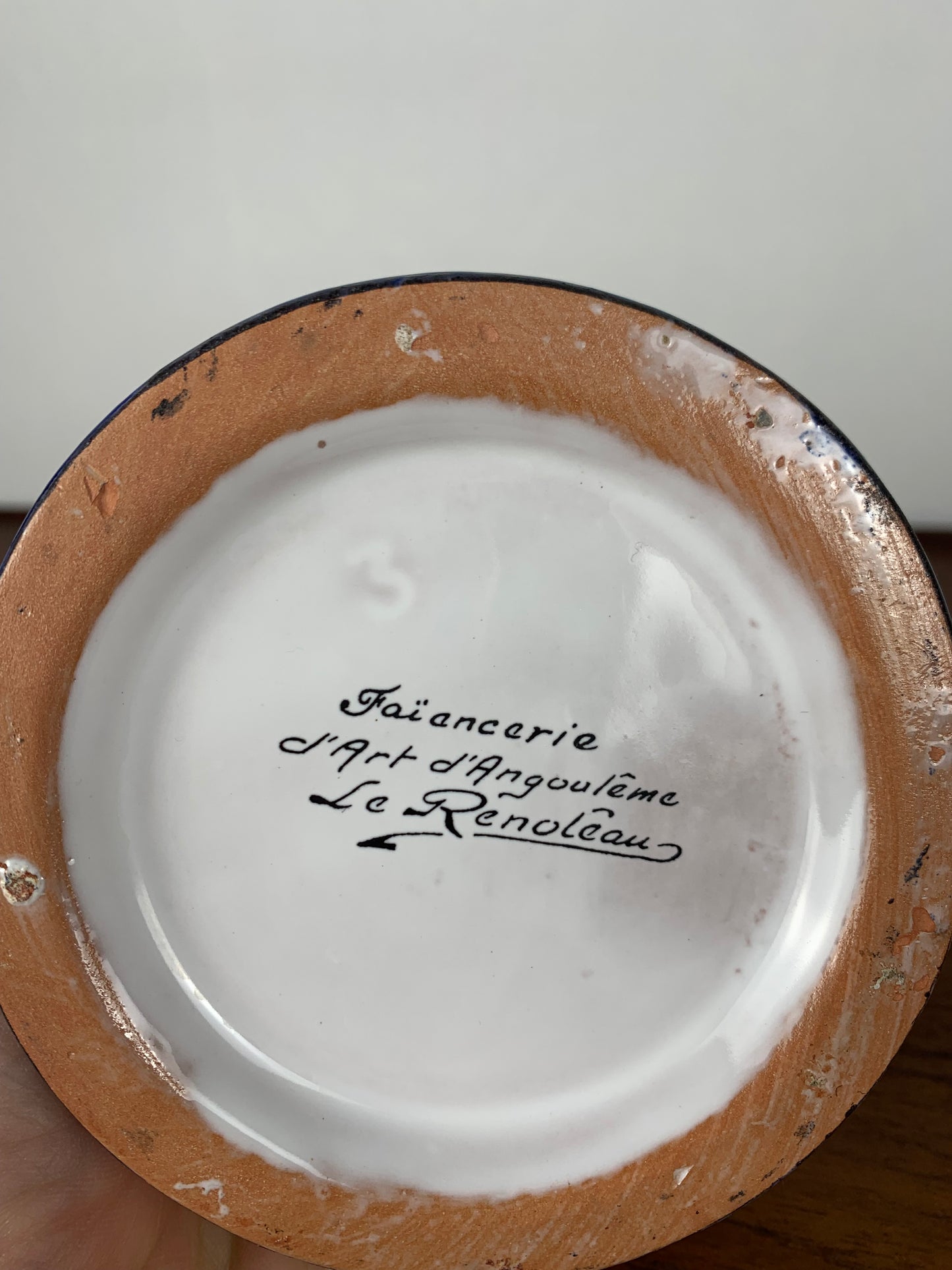 Renoleau earthenware pot, early 20th century, bird decoration