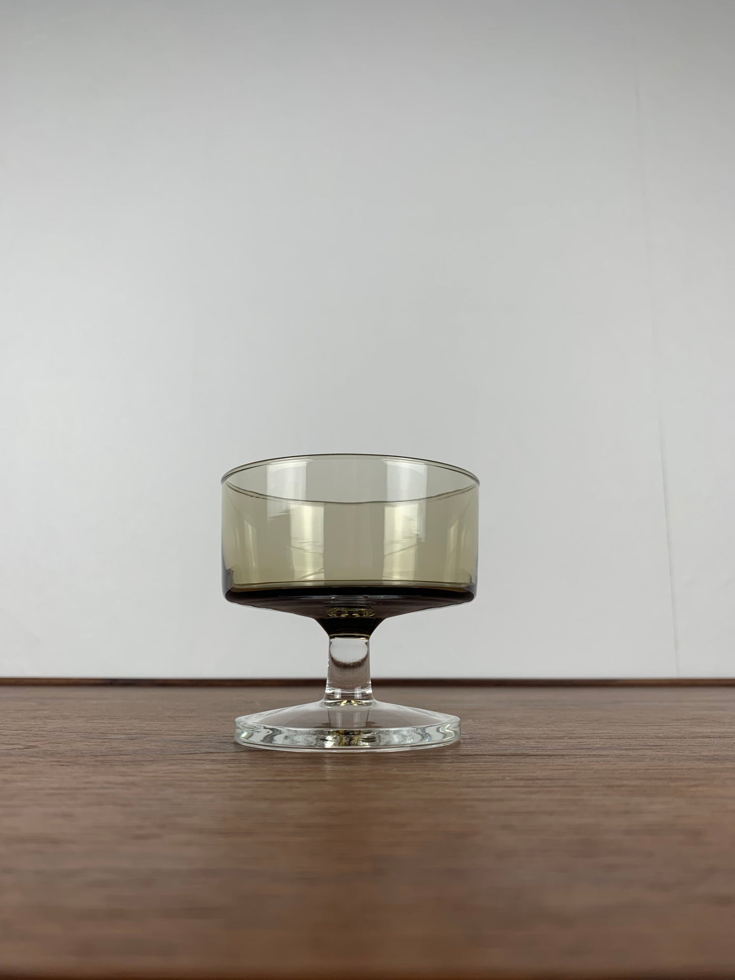 Set of 9 smoked glass champagne glasses, 1970