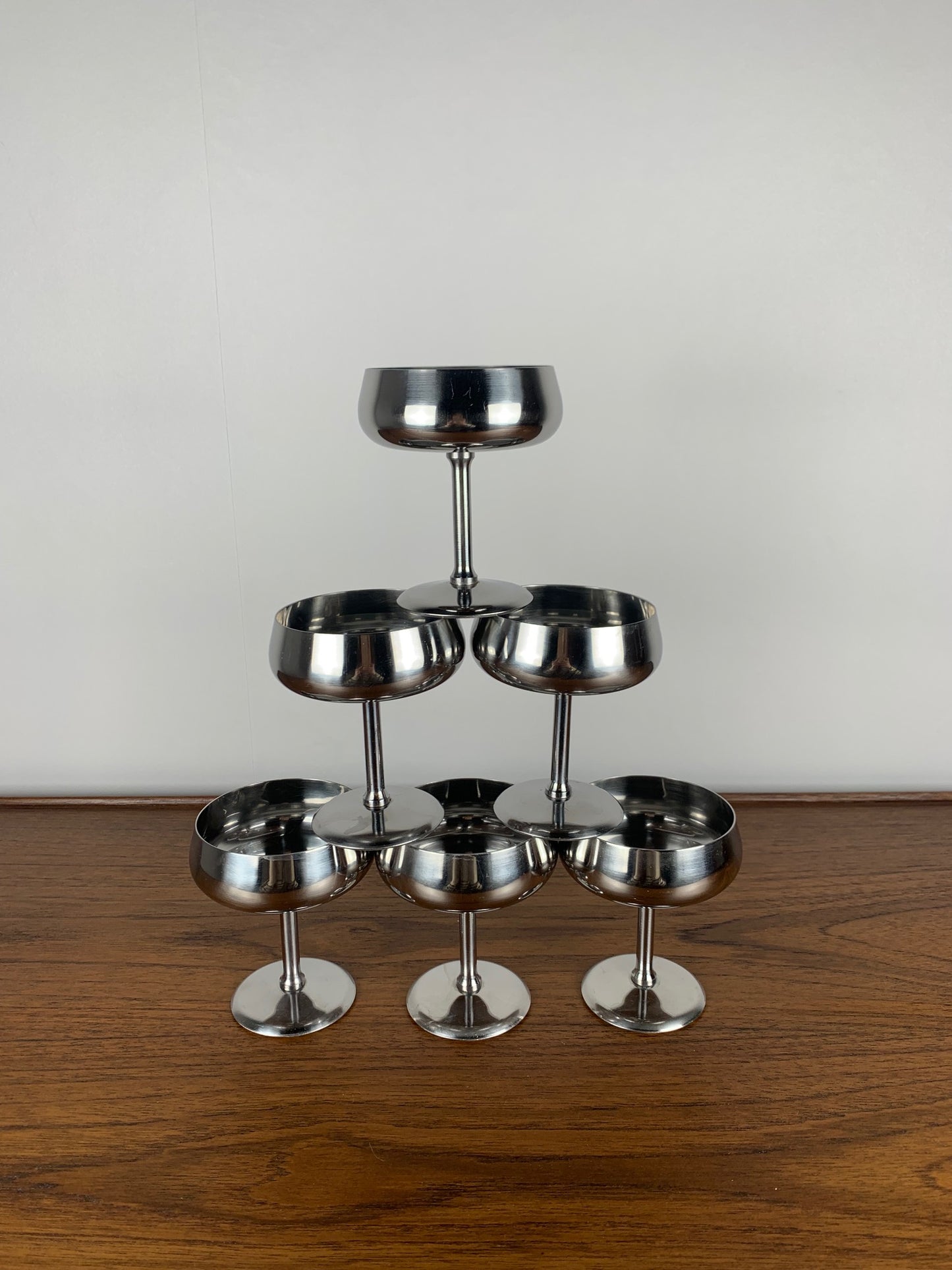 Lot de 6 coupe à dessert en inox bord haut
