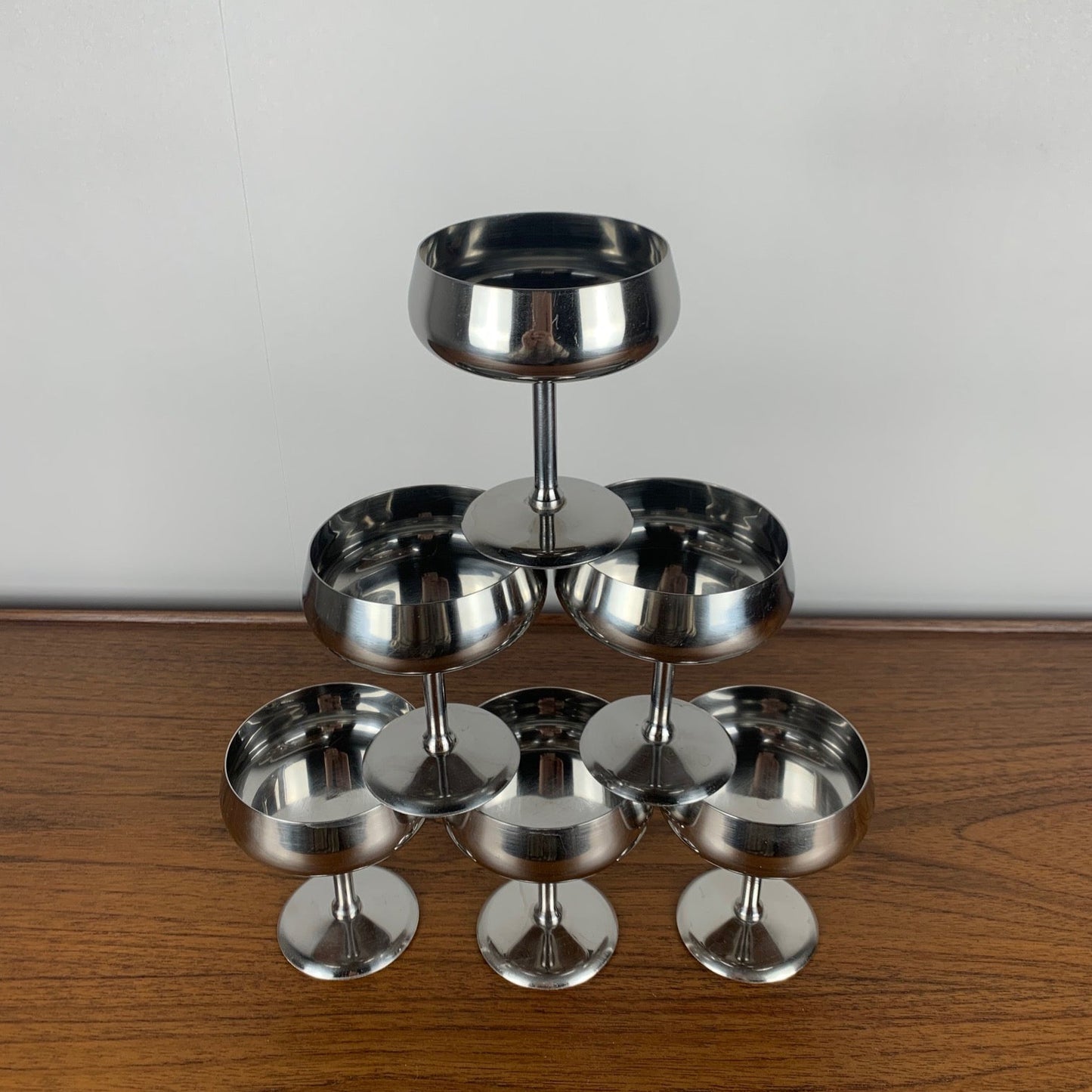 Lot de 6 coupe à dessert en inox bord haut