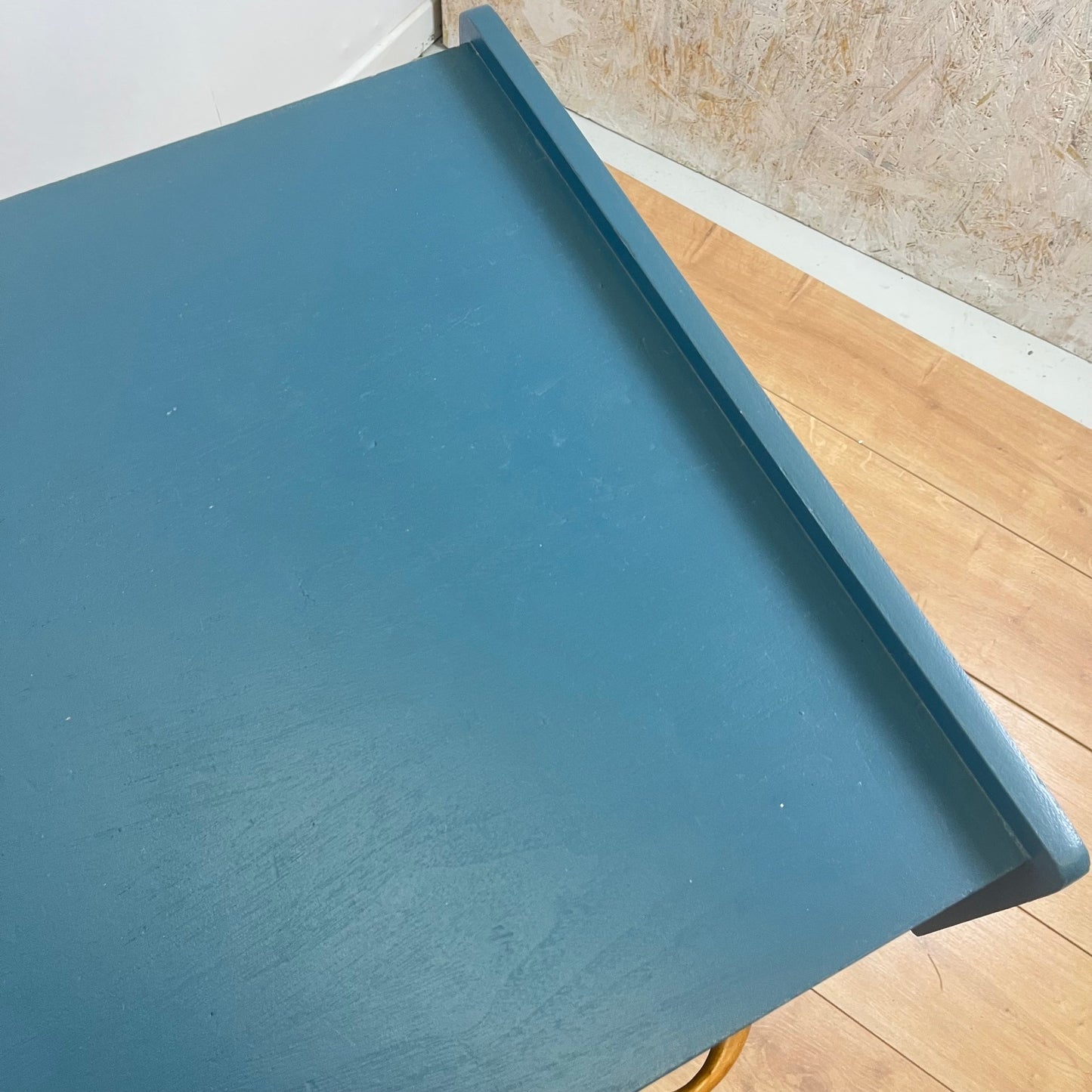 Bureau vintage moderniste bleu pétrole, 1950/60