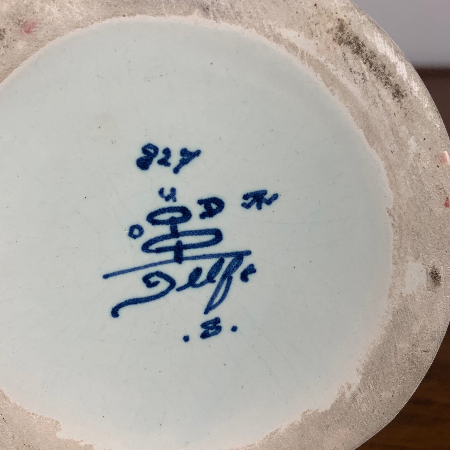 Bougeoir motif floraux bleu & blanc par OUD, Delft, 1930/60