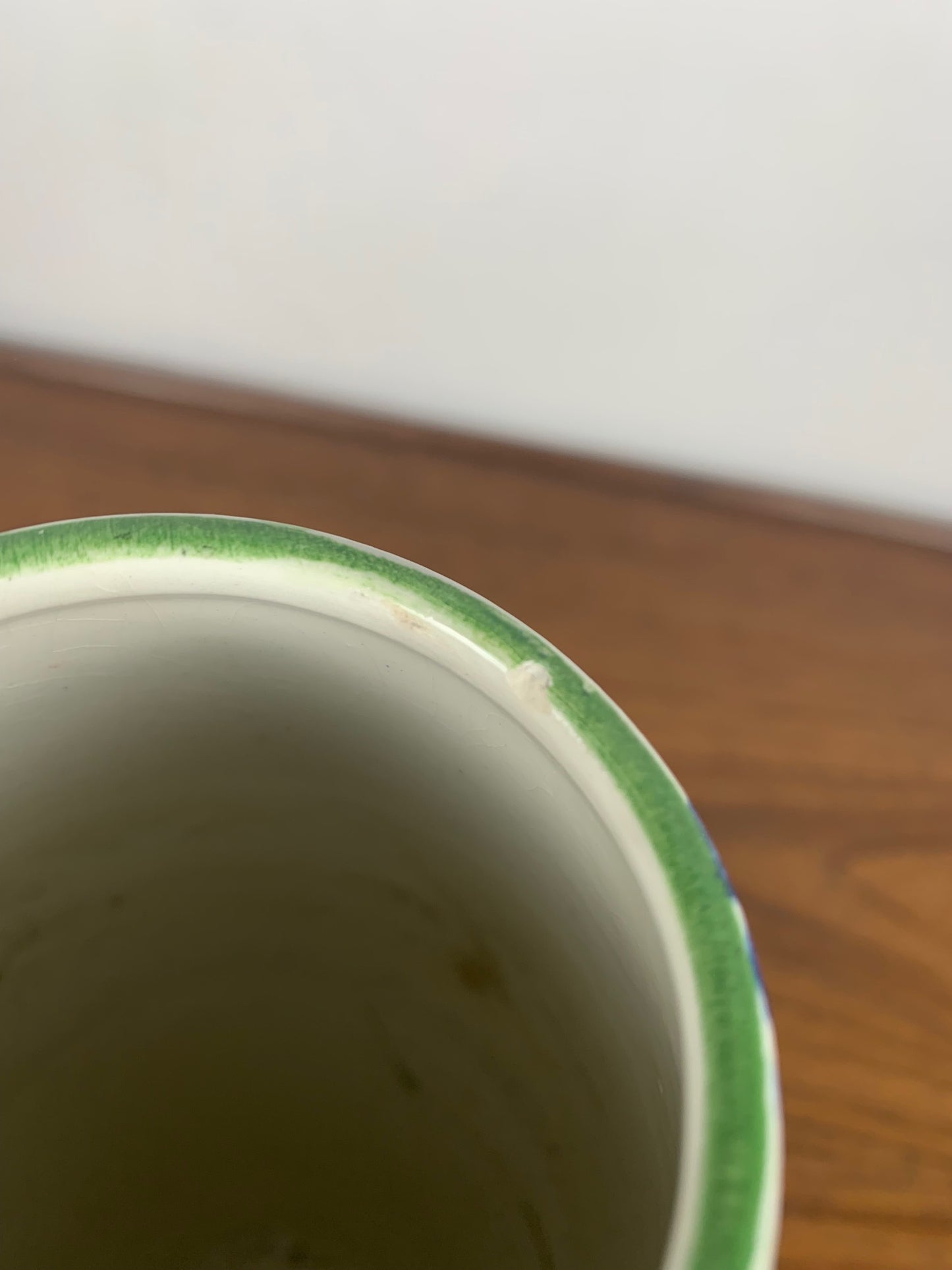 Italian San Marino Titano Vase, Green and Blue Floral Pattern, MCM