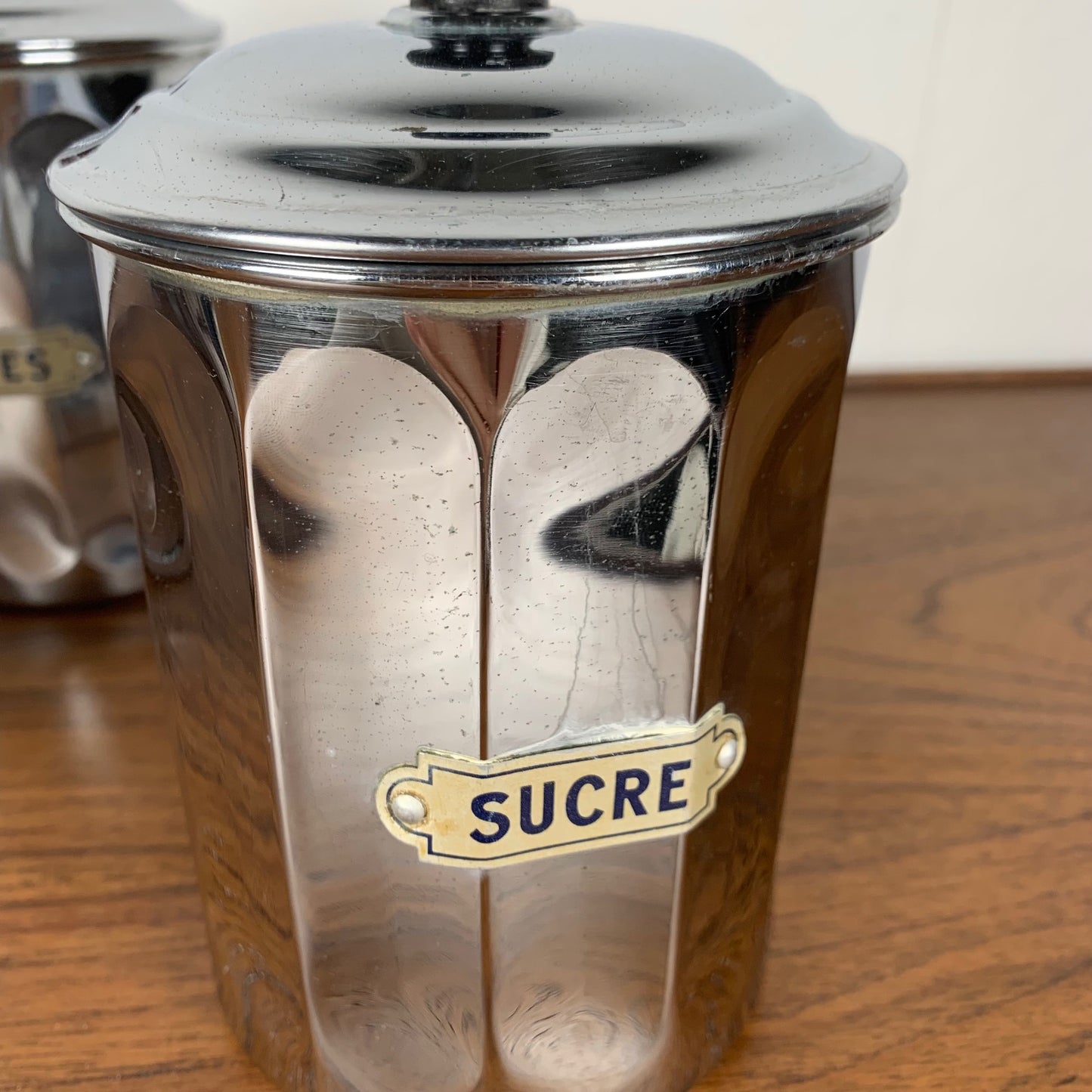 Set of 4 1950s chrome-plated copper storage jars, DAB