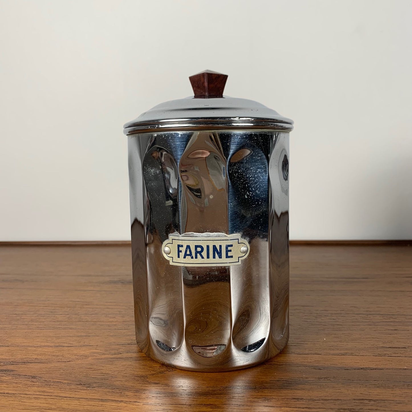 Set of 4 1950s chrome-plated copper storage jars, DAB