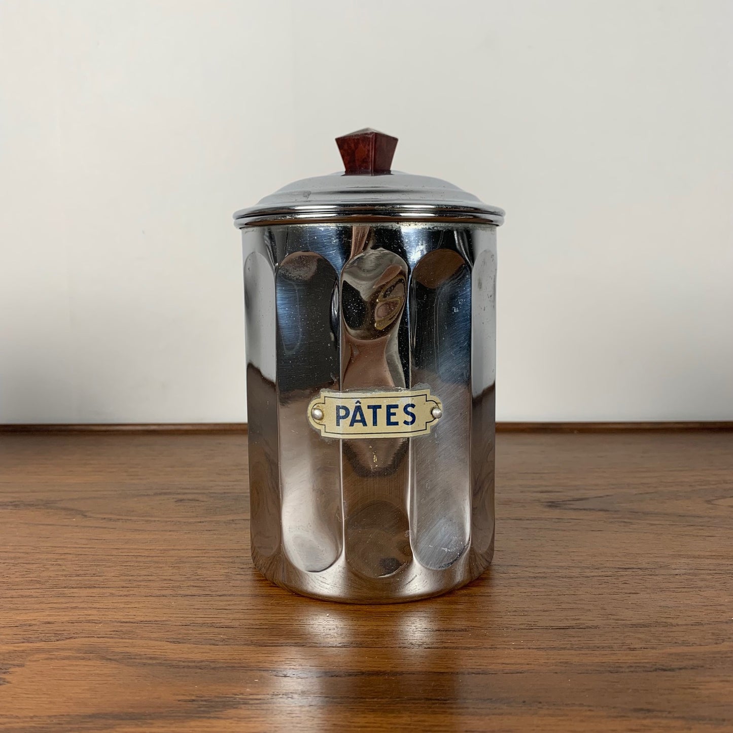 Set of 4 1950s chrome-plated copper storage jars, DAB