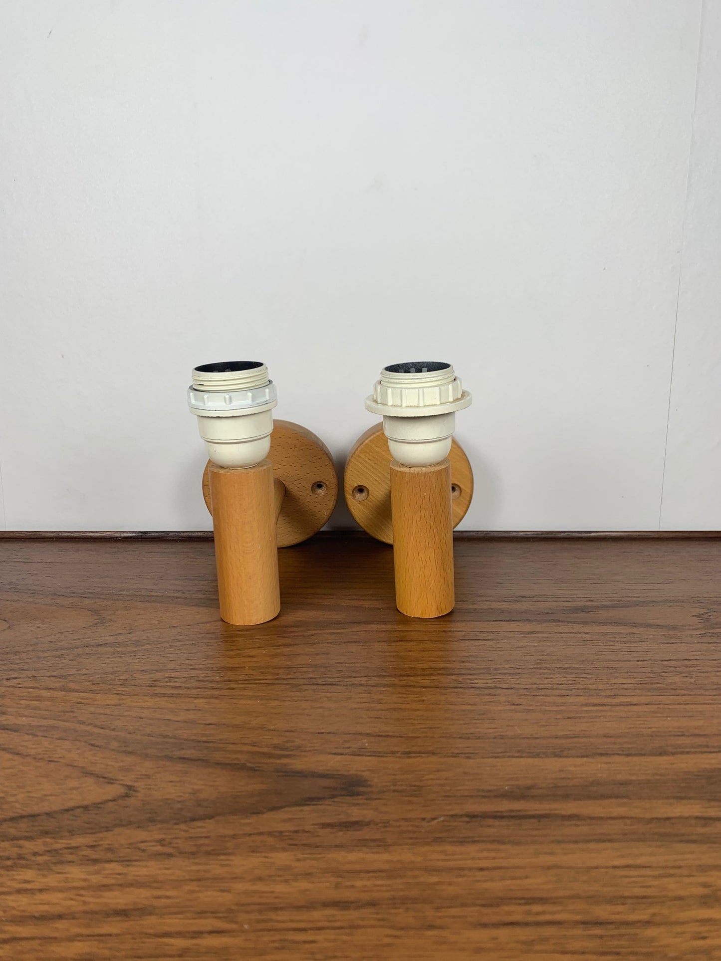 Duo d'applique scandinave en hêtre, minimaliste 1980