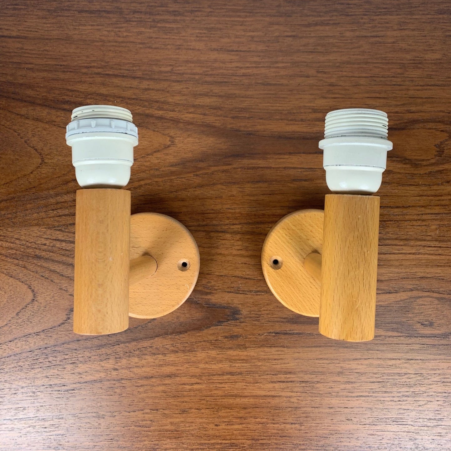 Duo d'applique scandinave en hêtre, minimaliste 1980