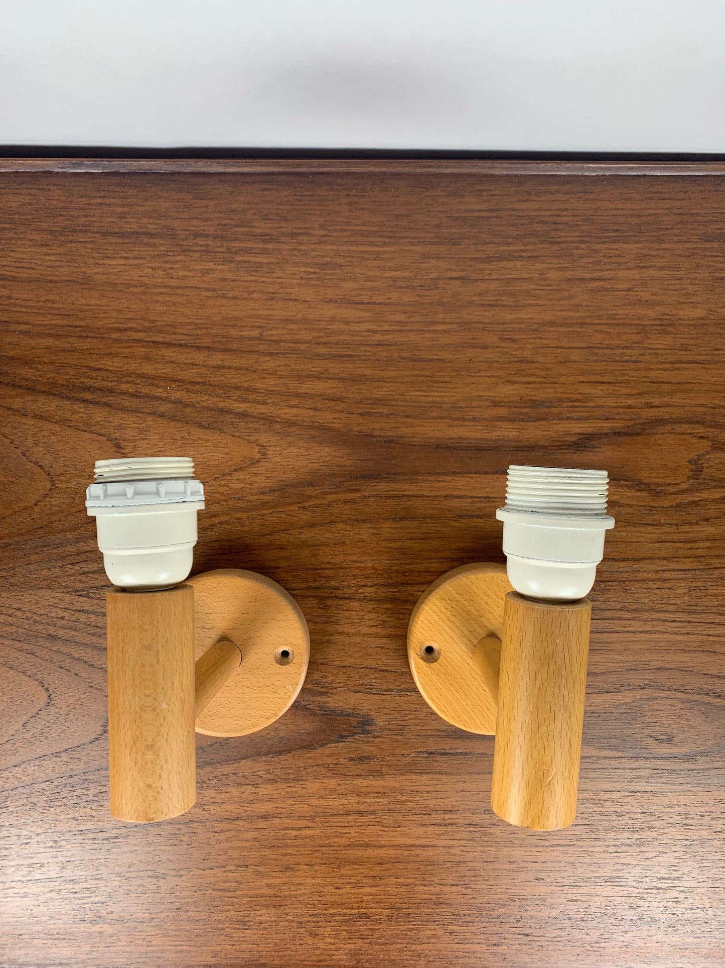 Duo d'applique scandinave en hêtre, minimaliste 1980