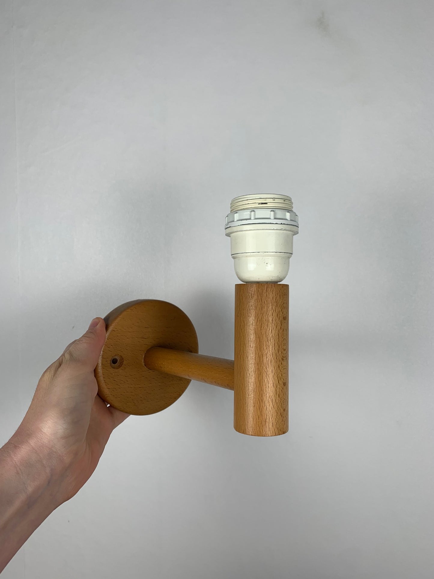 Duo d'applique scandinave en hêtre, minimaliste 1980