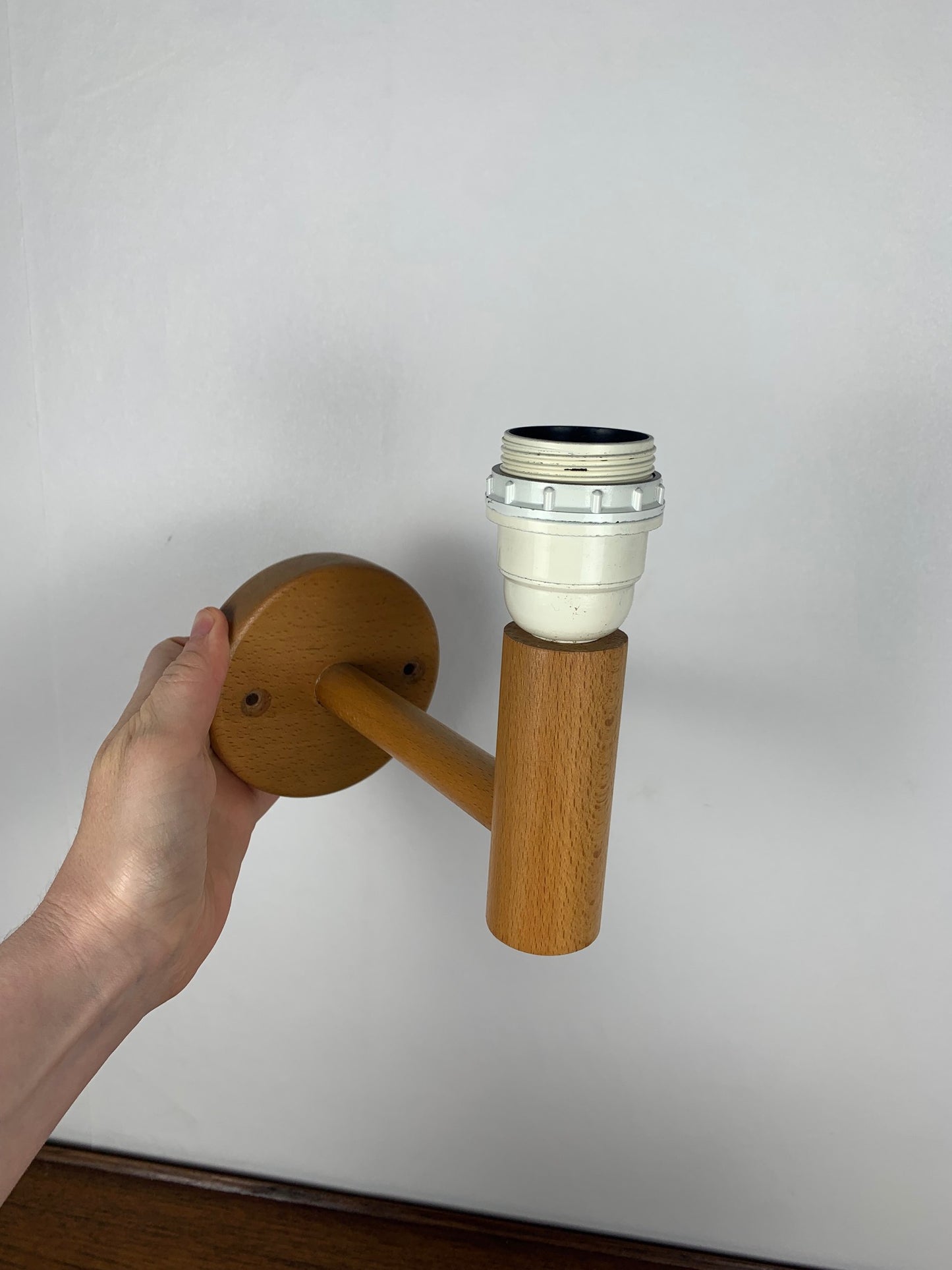 Duo d'applique scandinave en hêtre, minimaliste 1980