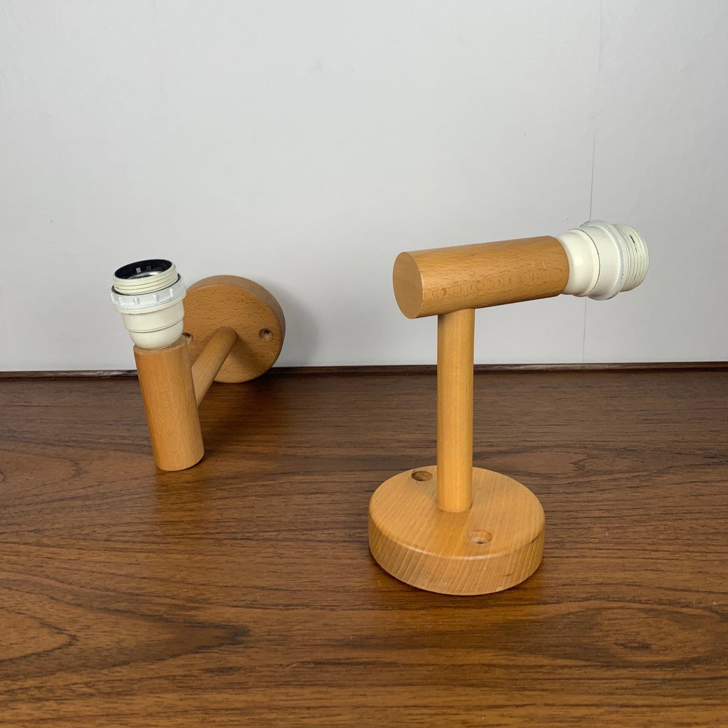 Duo d'applique scandinave en hêtre, minimaliste 1980