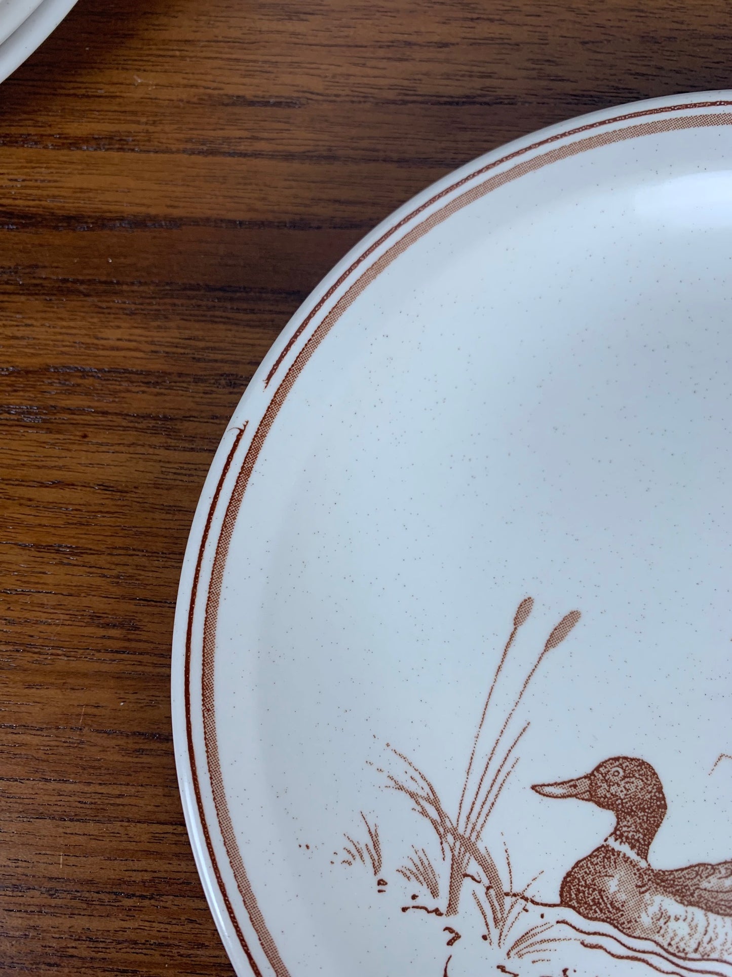 Lot d’Assiettes Vintage Churchill England – Motif Canard & Liseré Rouge/Brun, 1980/90