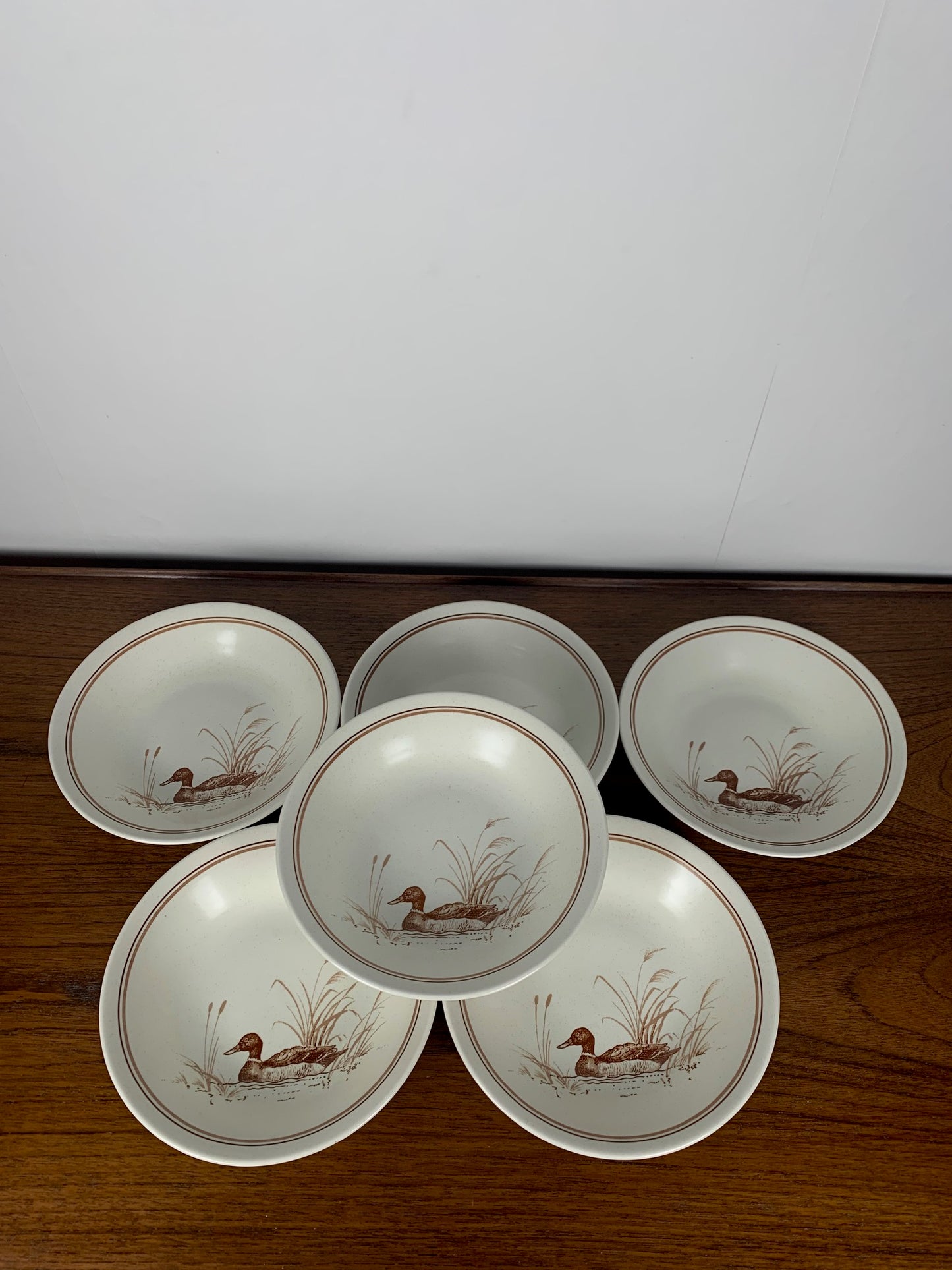Lot d’Assiettes Vintage Churchill England – Motif Canard & Liseré Rouge/Brun, 1980/90