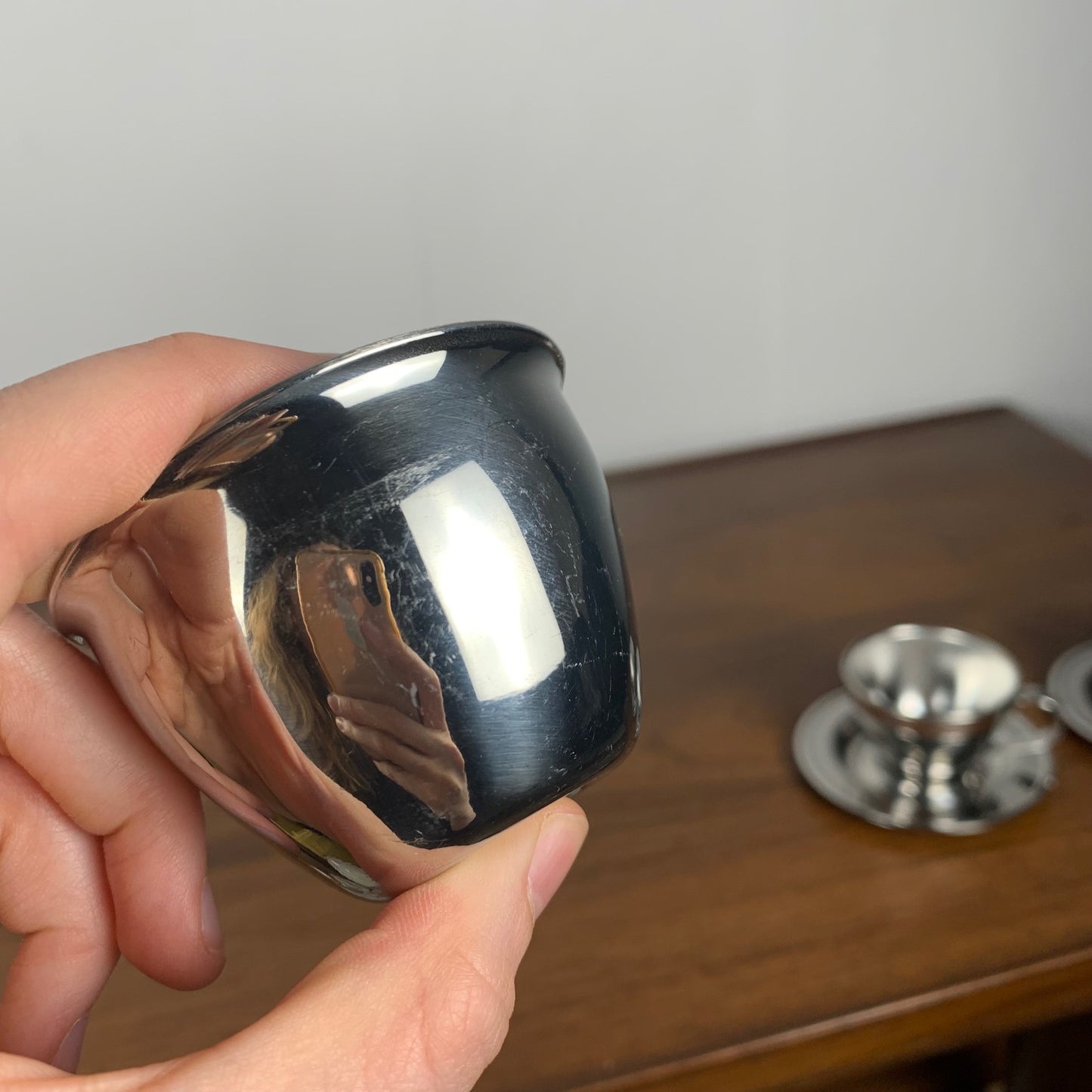 Lot de tasse à café vintage en inox , 1970