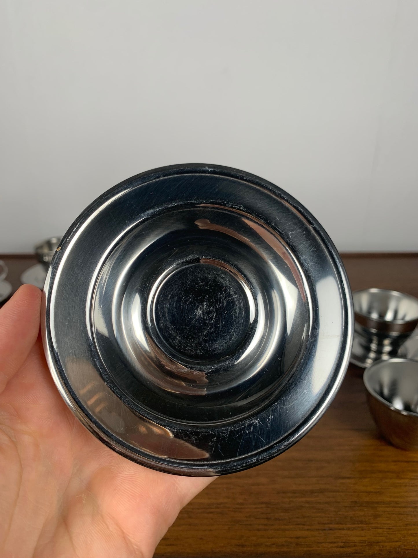Lot de tasse à café vintage en inox , 1970