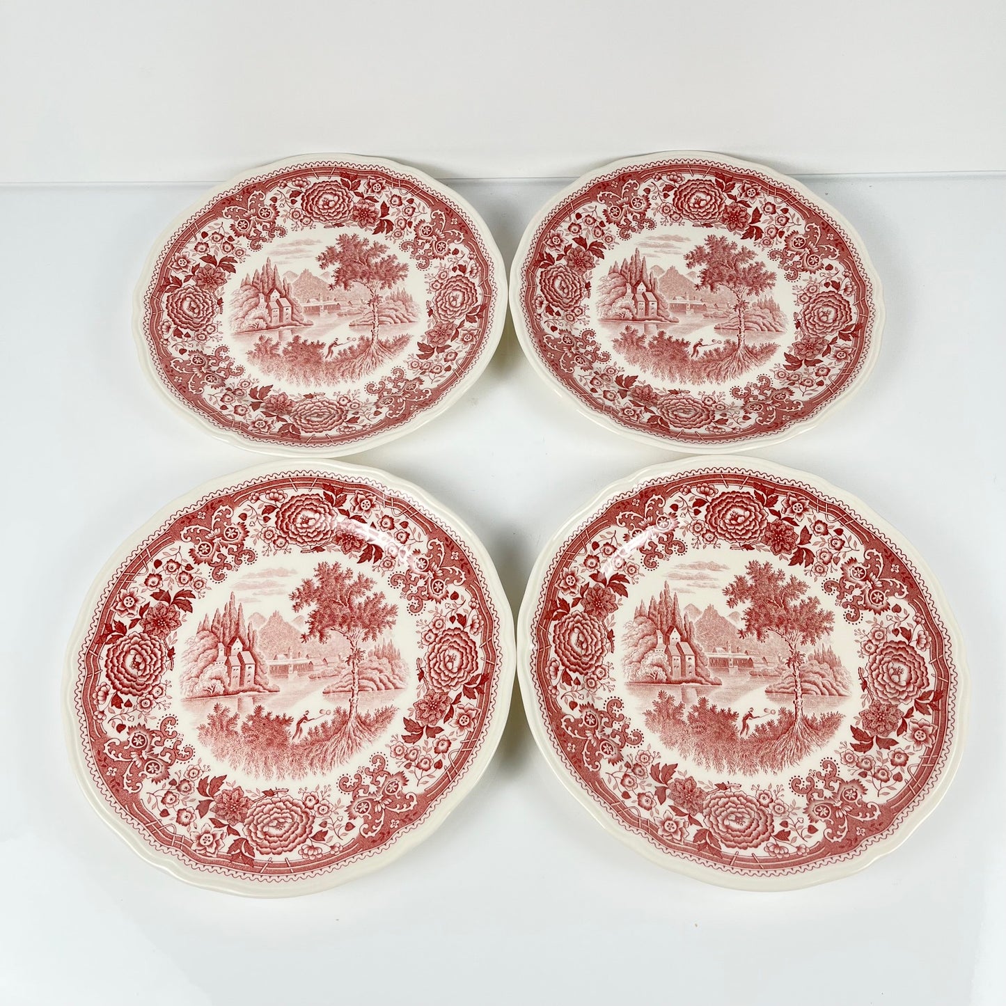 Set of 4 "Burgenland" dessert plates, Villeroy & Boch, red