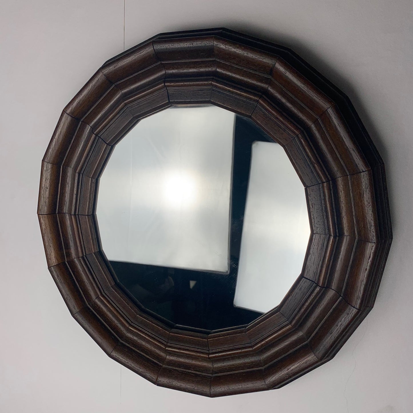 Petit miroir octogonale en bois style néo-Renaissance / néo-Gothique