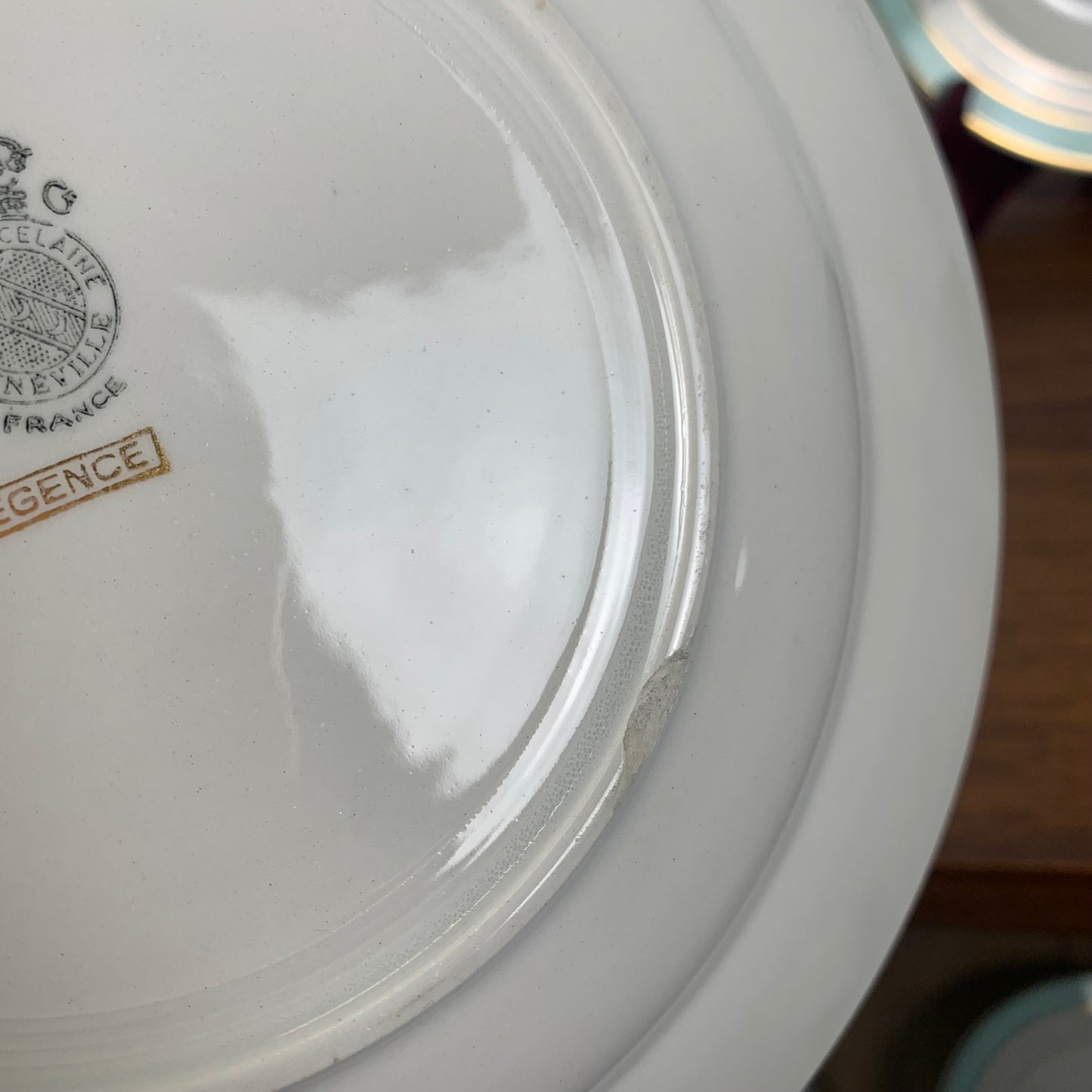 Set of 6 Lunéville "Régence" model deep plates, water green, late 19th century