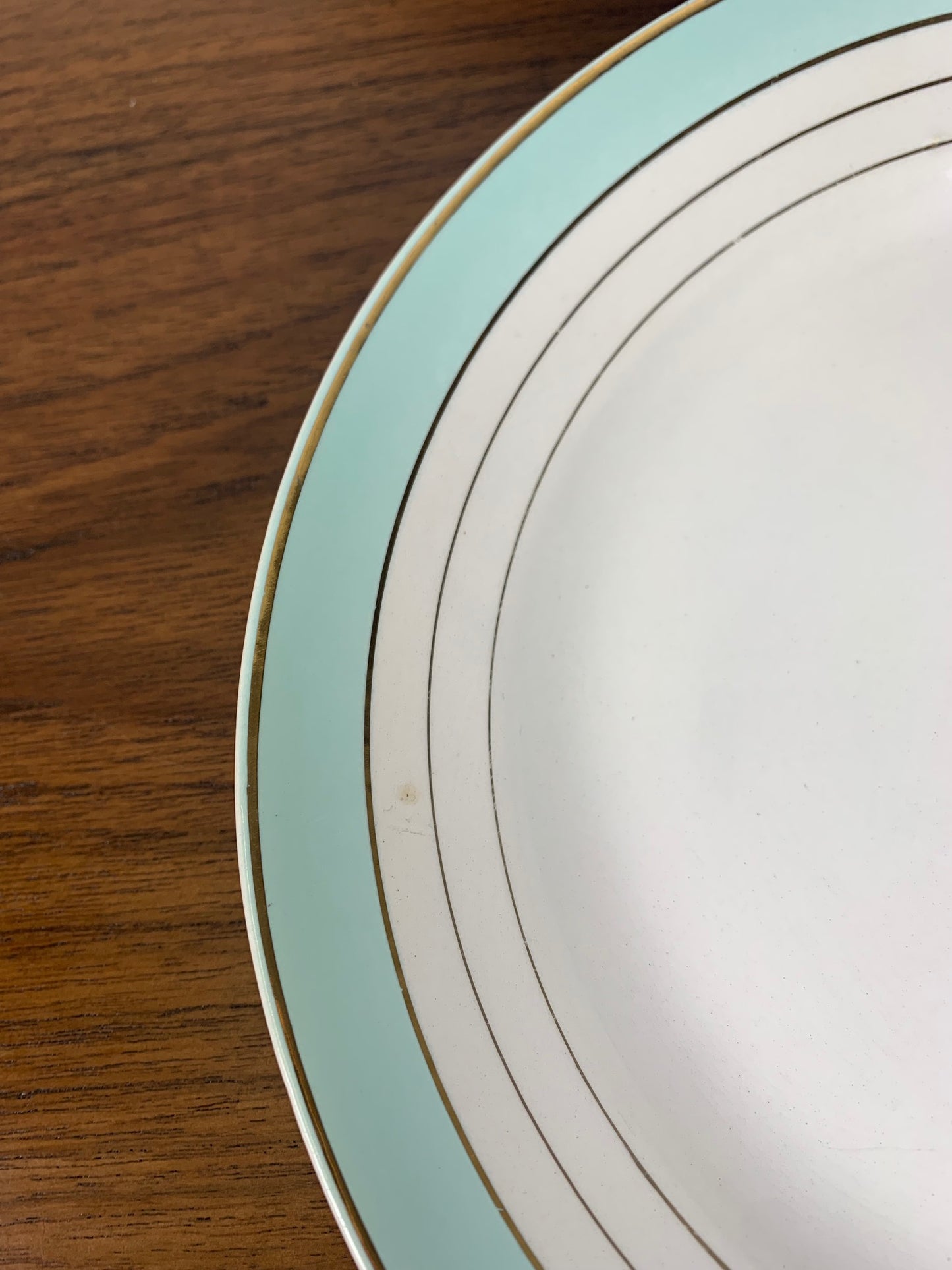 Set of 8 Lunéville flat plates, "Régence" model, water green, late 19th century