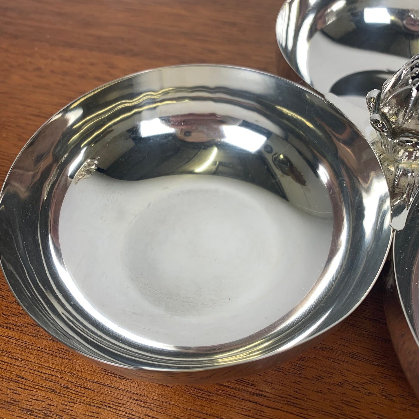 3-compartment silver-plated metal appetizer dish, 1970