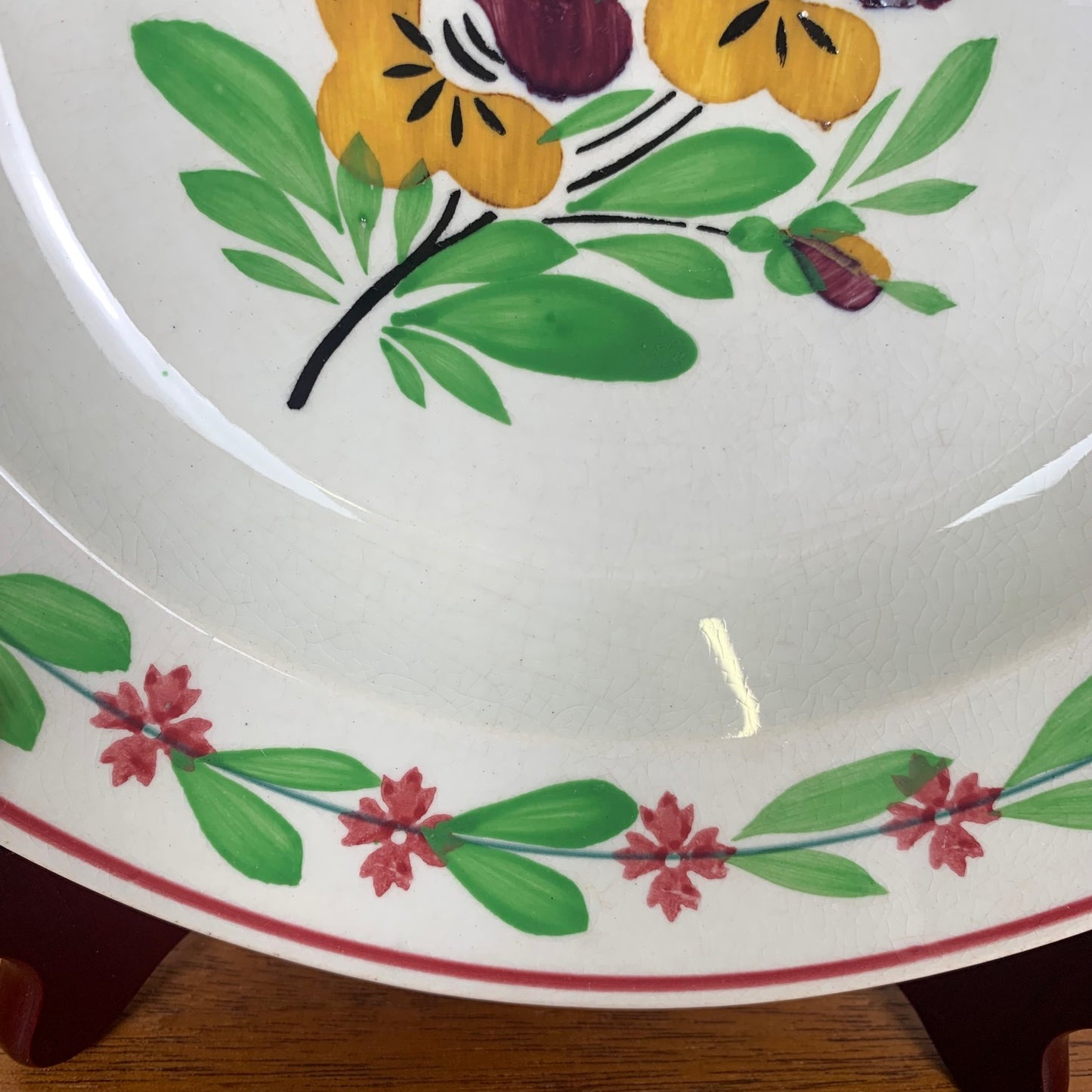 Set of 2 Sarreguemines soup plates, 19th century.