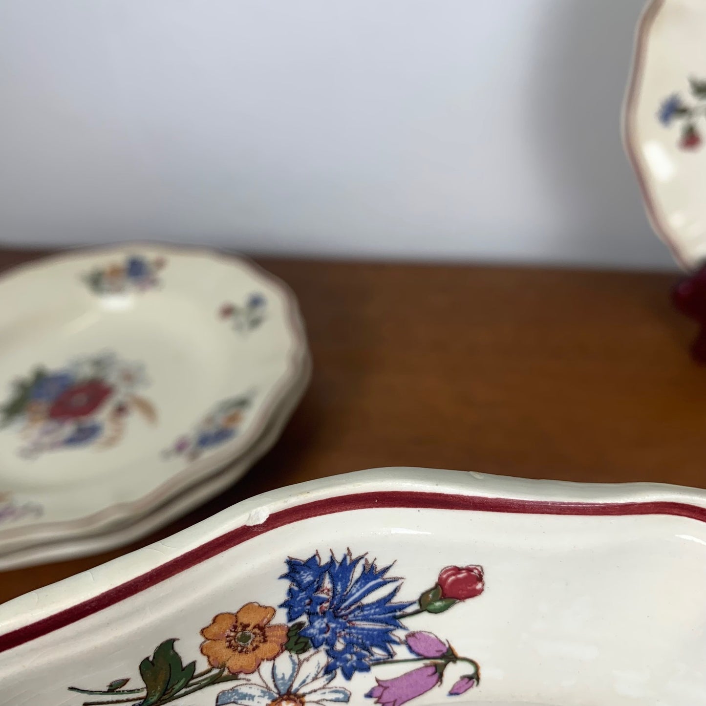 Set of 4 Sarreguemines soup plates, "Agreste" model, 1920/50