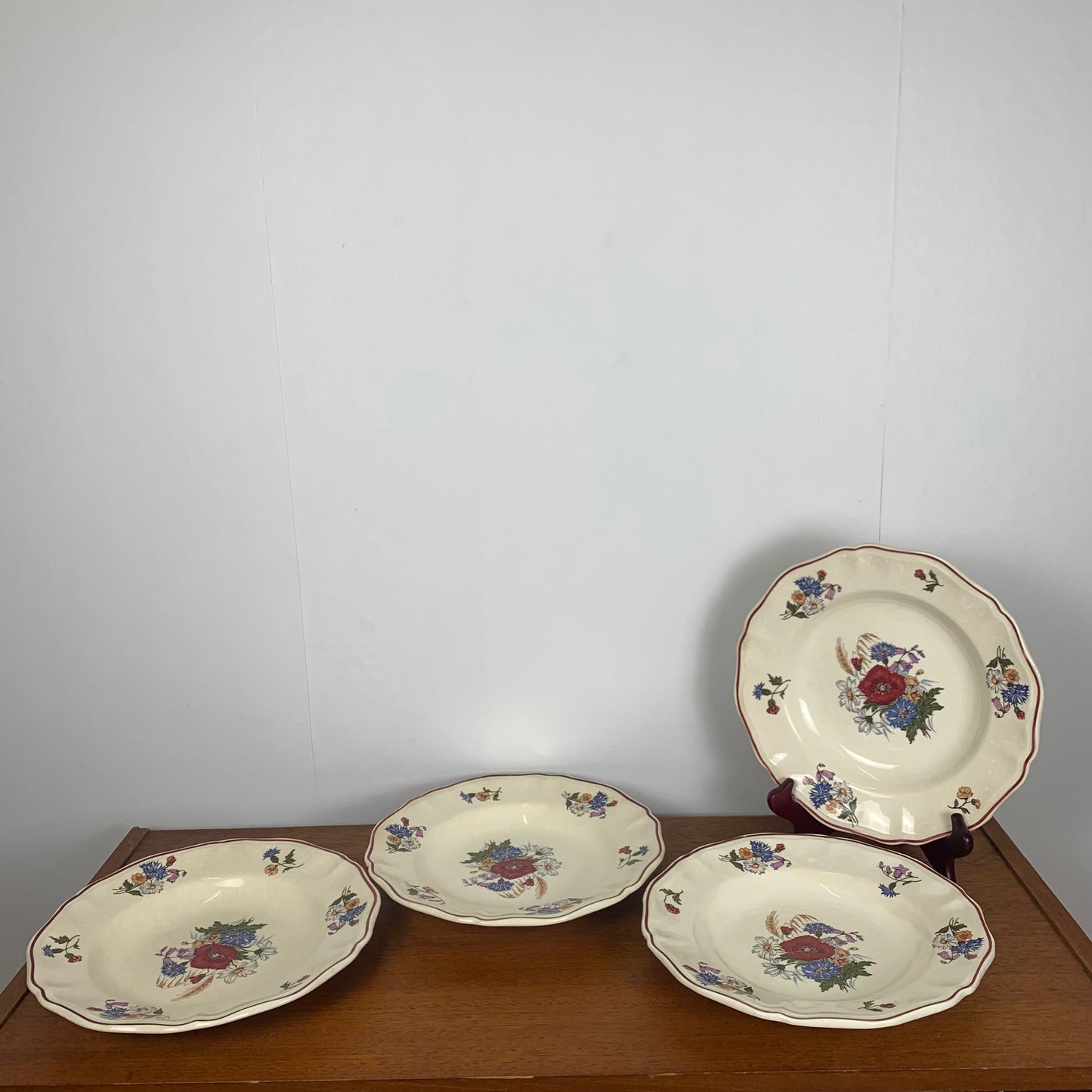 Set of 4 Sarreguemines soup plates, "Agreste" model, 1920/50