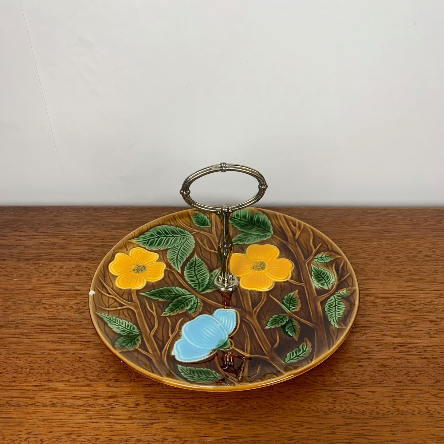 Barbotine server / tray, Sarreguemines, 1950