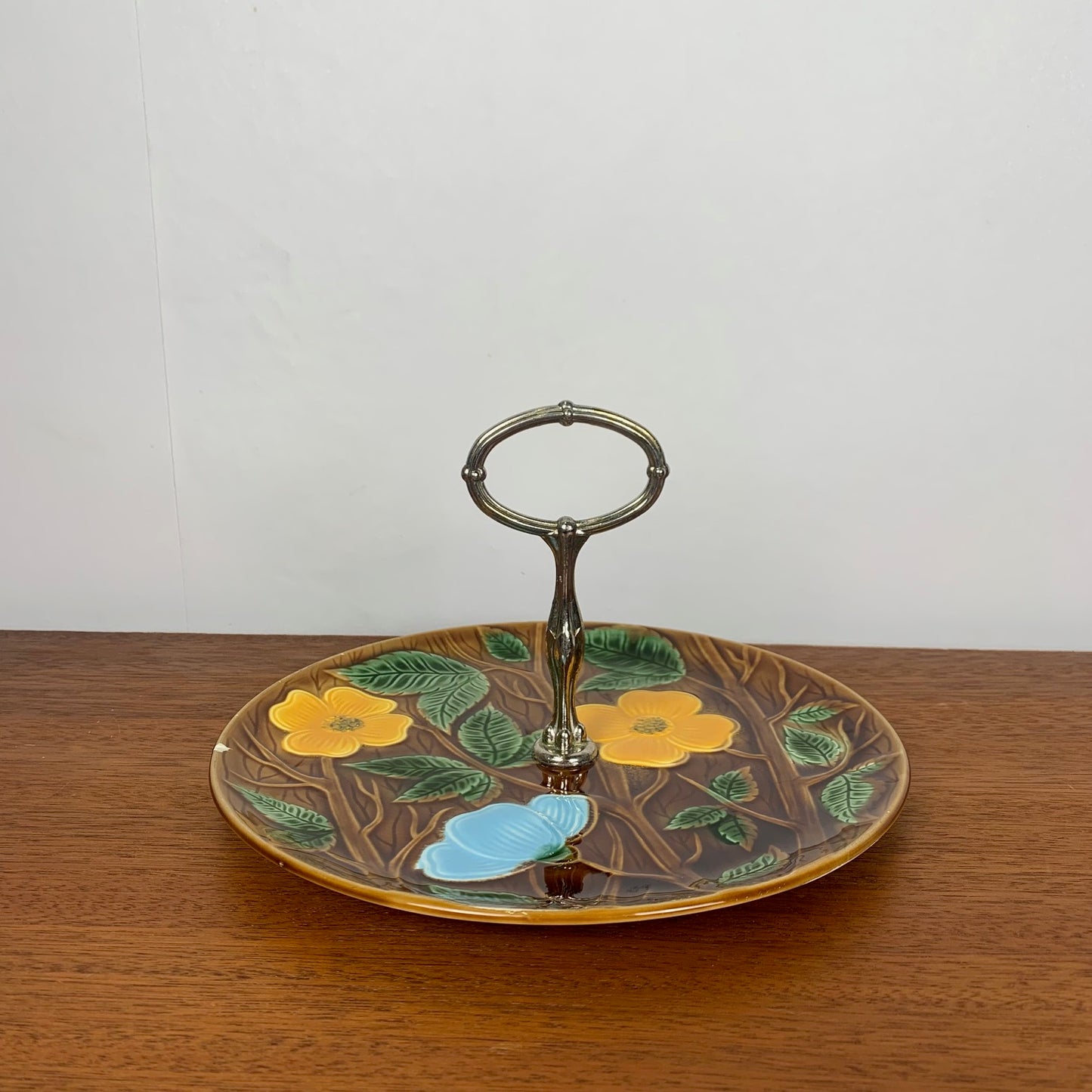 Barbotine server / tray, Sarreguemines, 1950