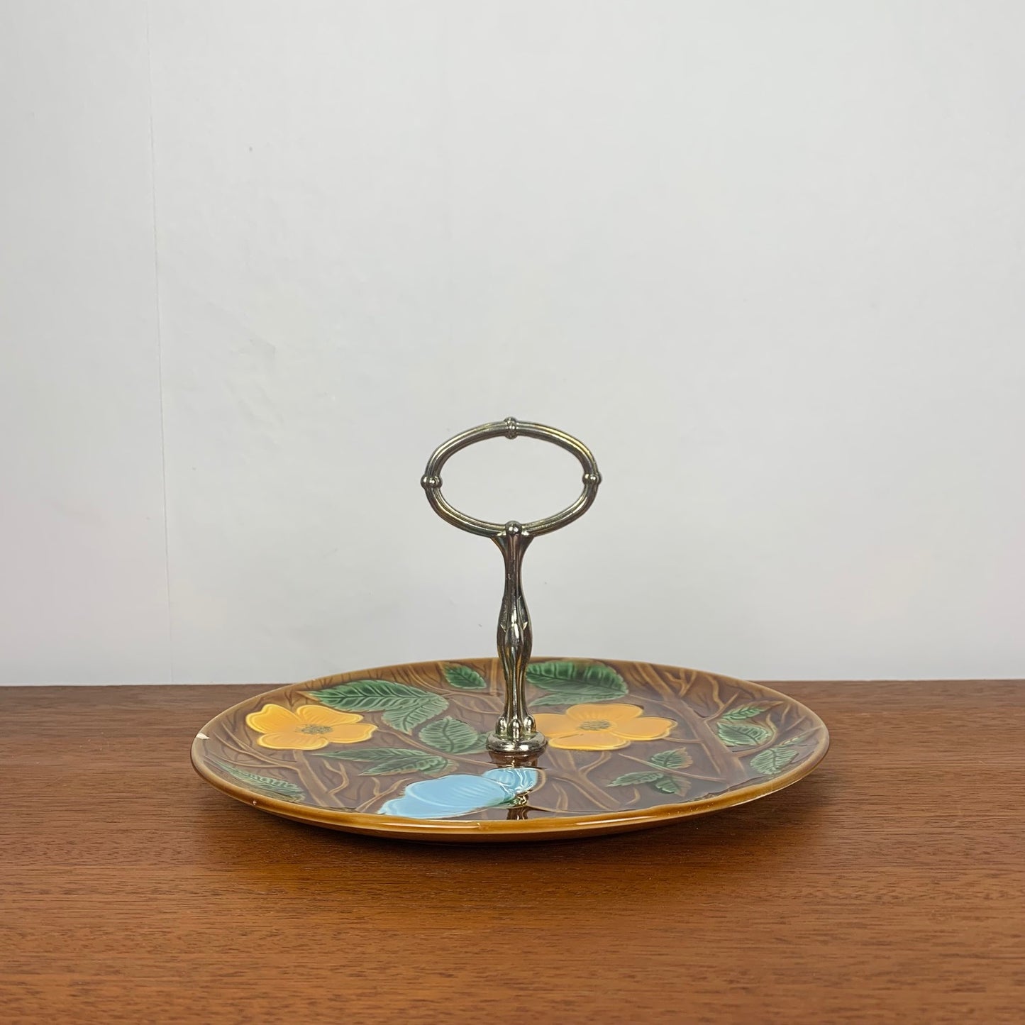 Barbotine server / tray, Sarreguemines, 1950