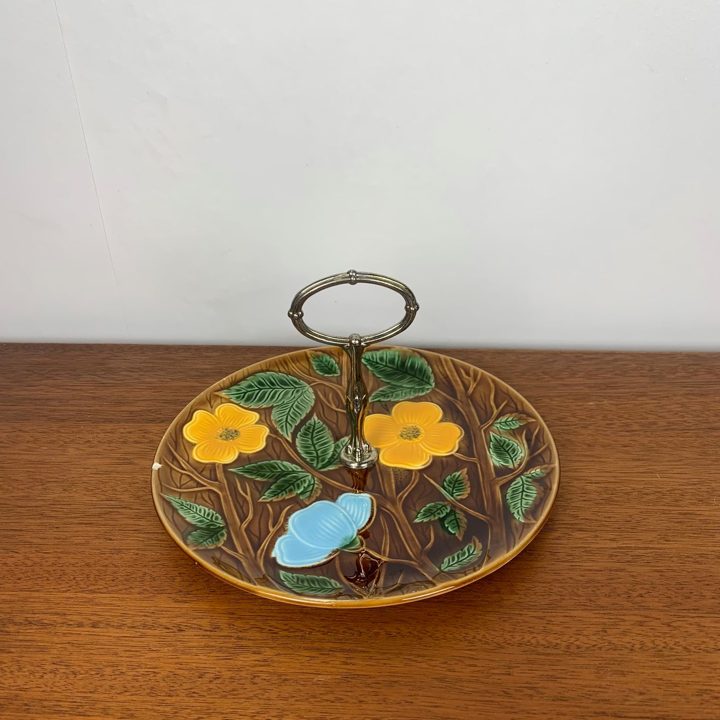 Barbotine server / tray, Sarreguemines, 1950