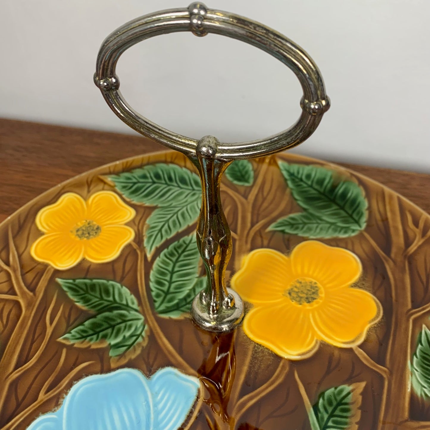 Barbotine server / tray, Sarreguemines, 1950