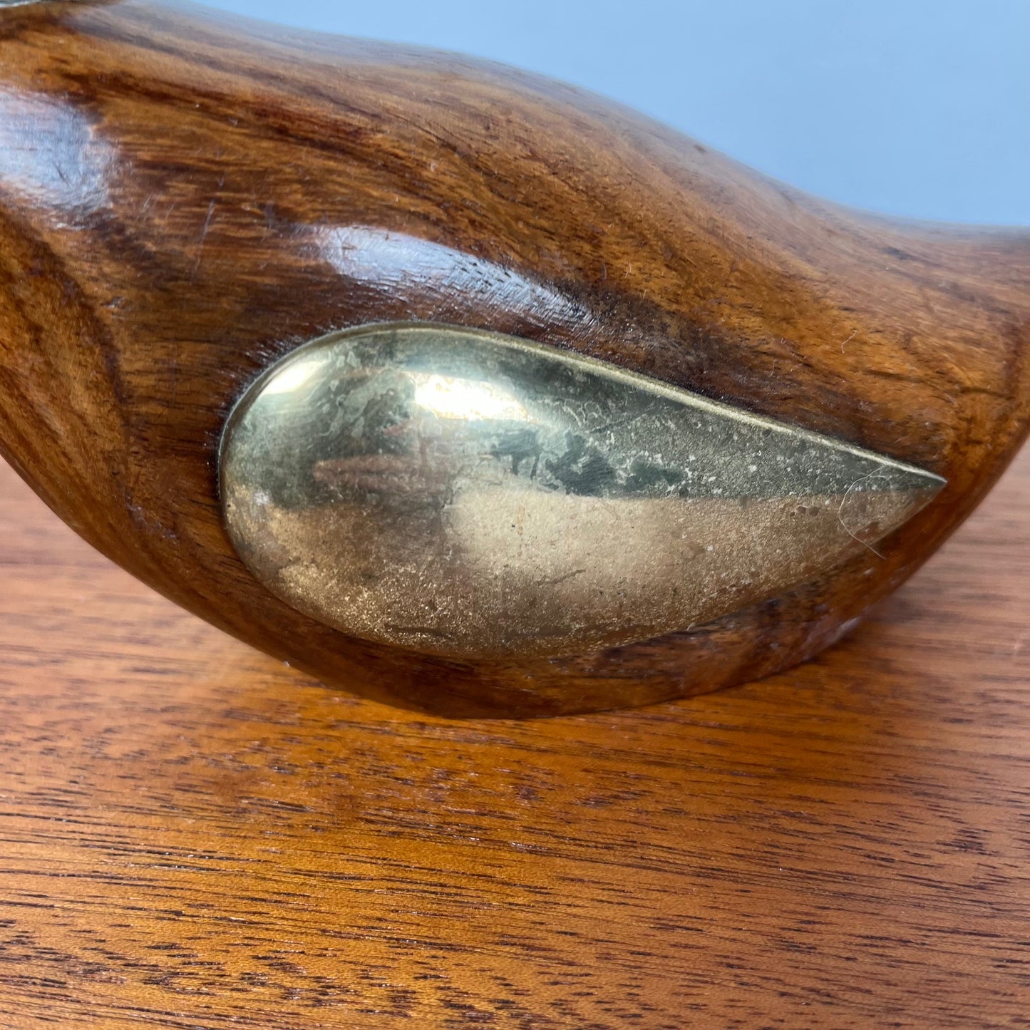 Midcentury modern wooden and brass duck statuette, 1960/70