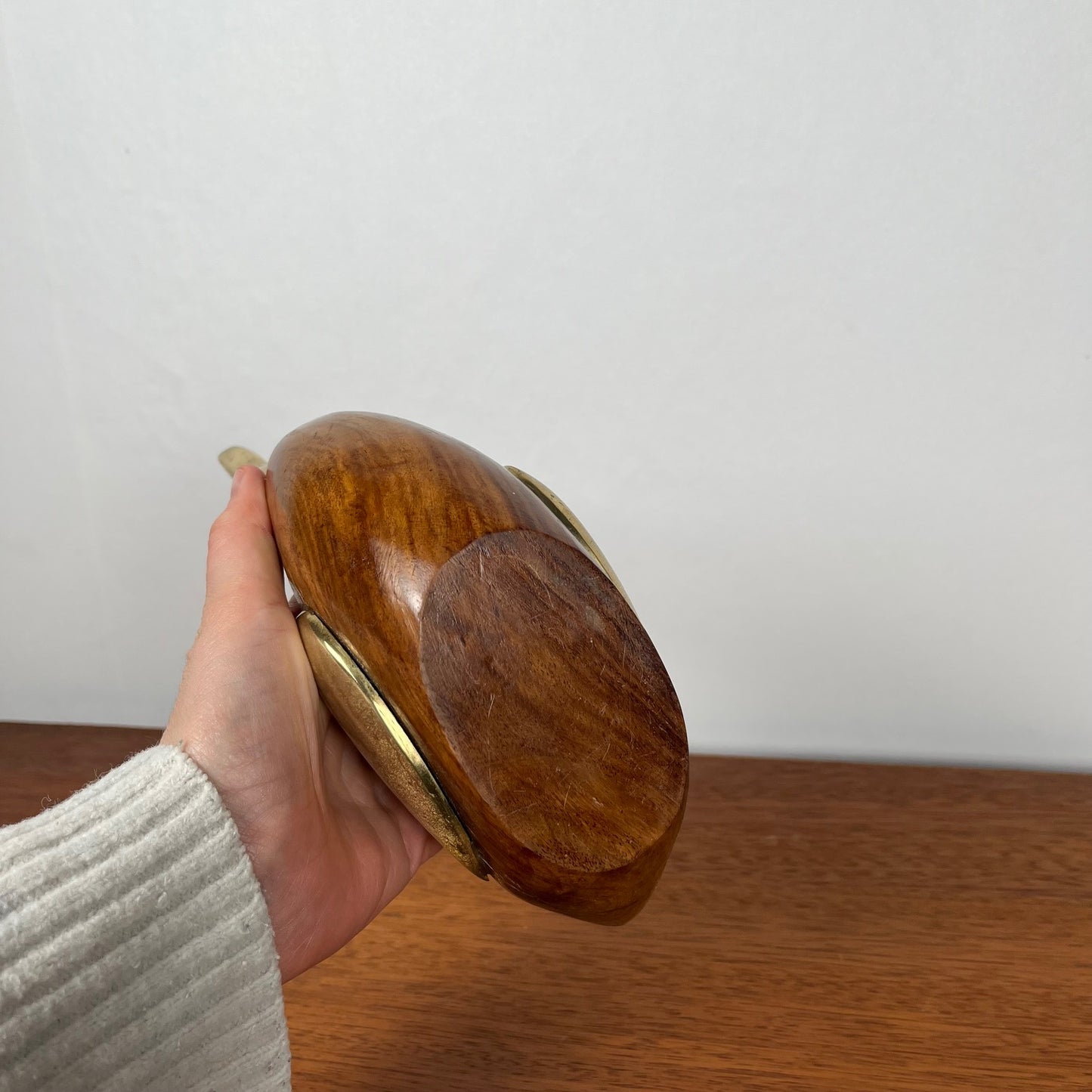 Midcentury modern wooden and brass duck statuette, 1960/70