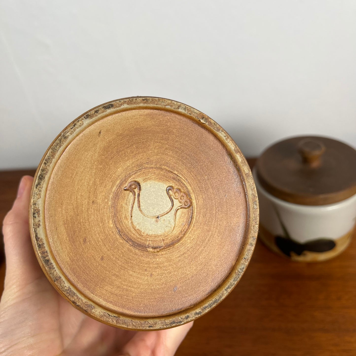 Set of 3 pots with lids "La Colombe", 1950/60