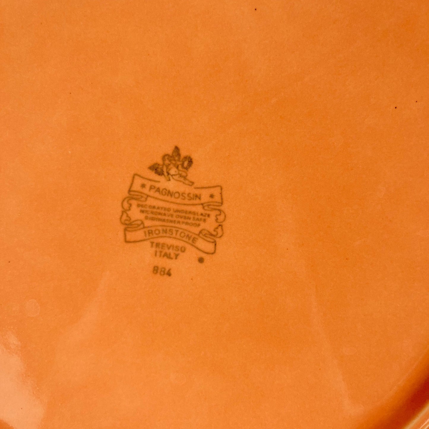 Salmon pink octagonal dish, ironstone, Pagnossin, Italy, 20th century