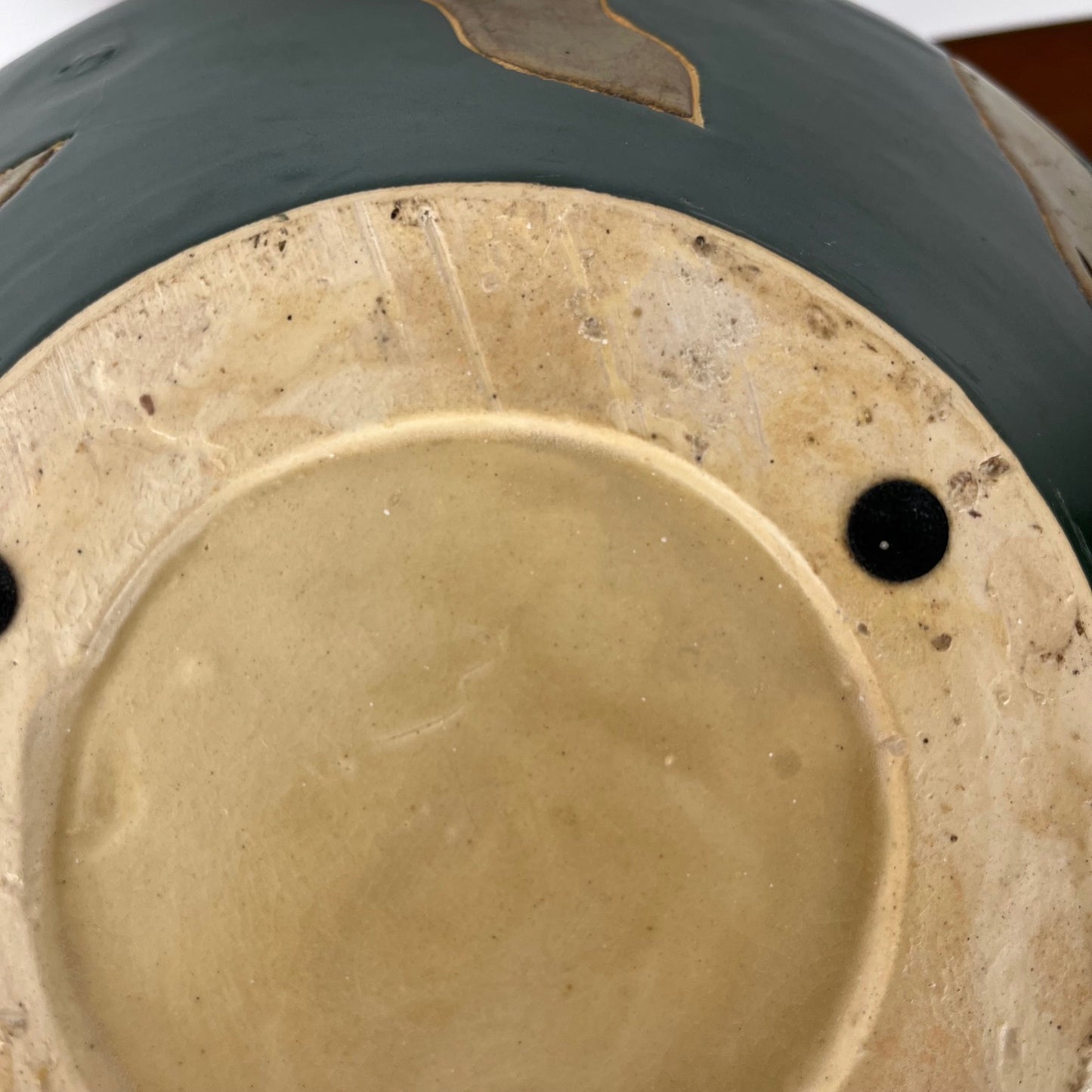 Green & gold glazed ceramic vase
