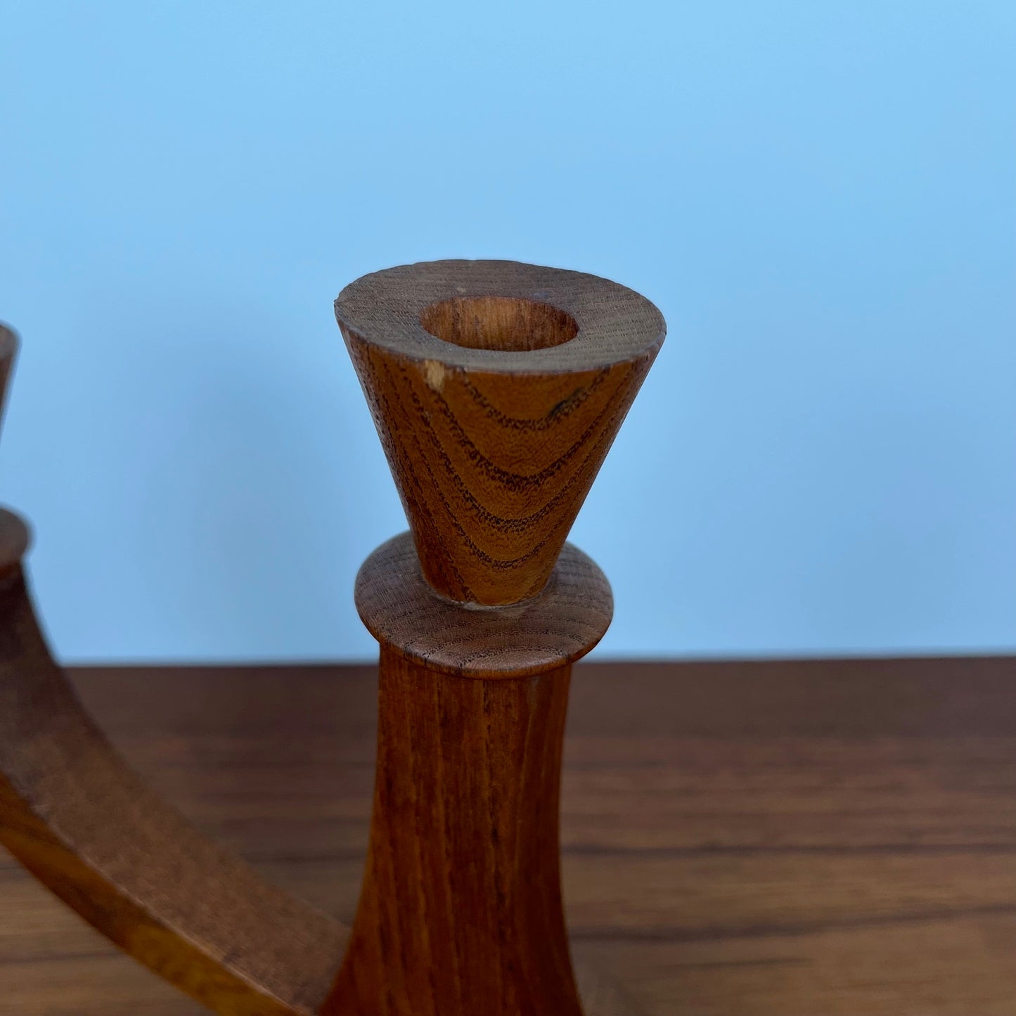 Bougeoir 3 bras en teck, 1960/70